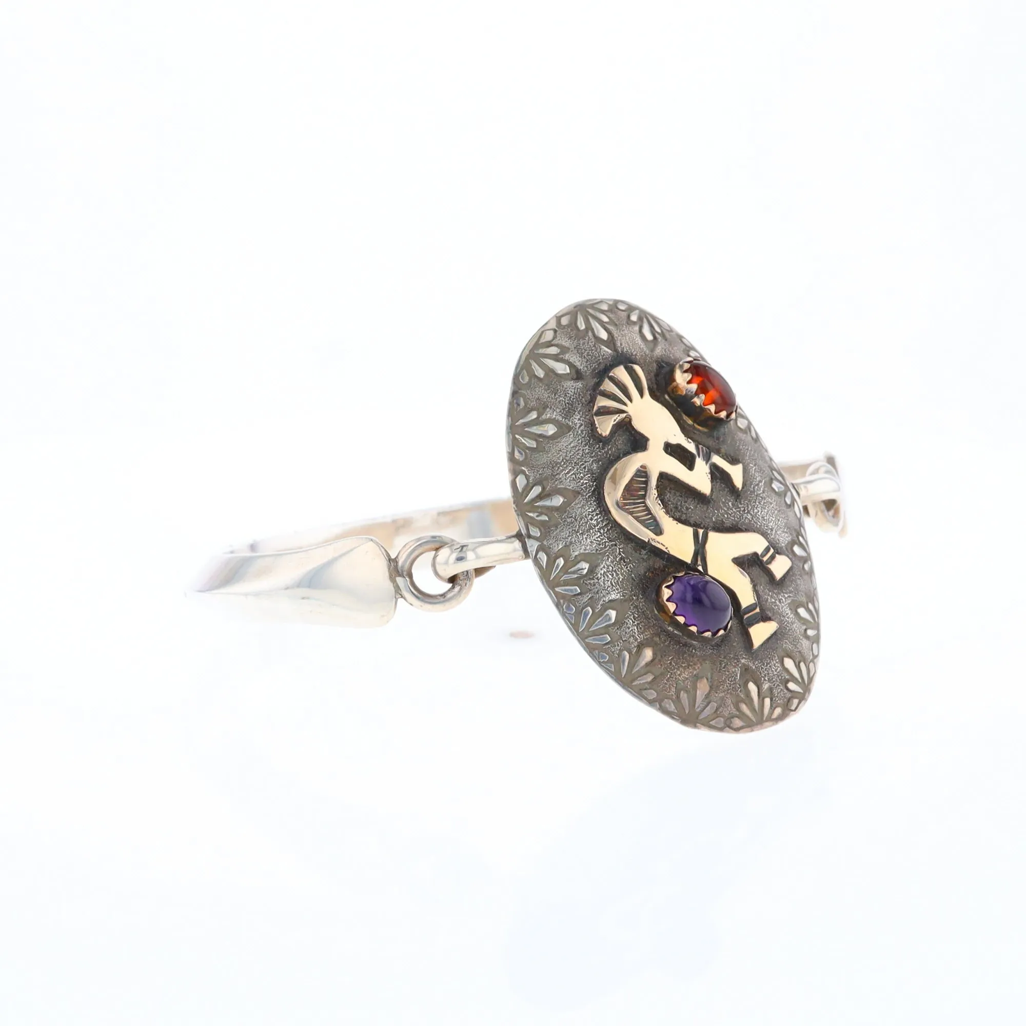 Kokopelli Amber and Amethyst Bracelet