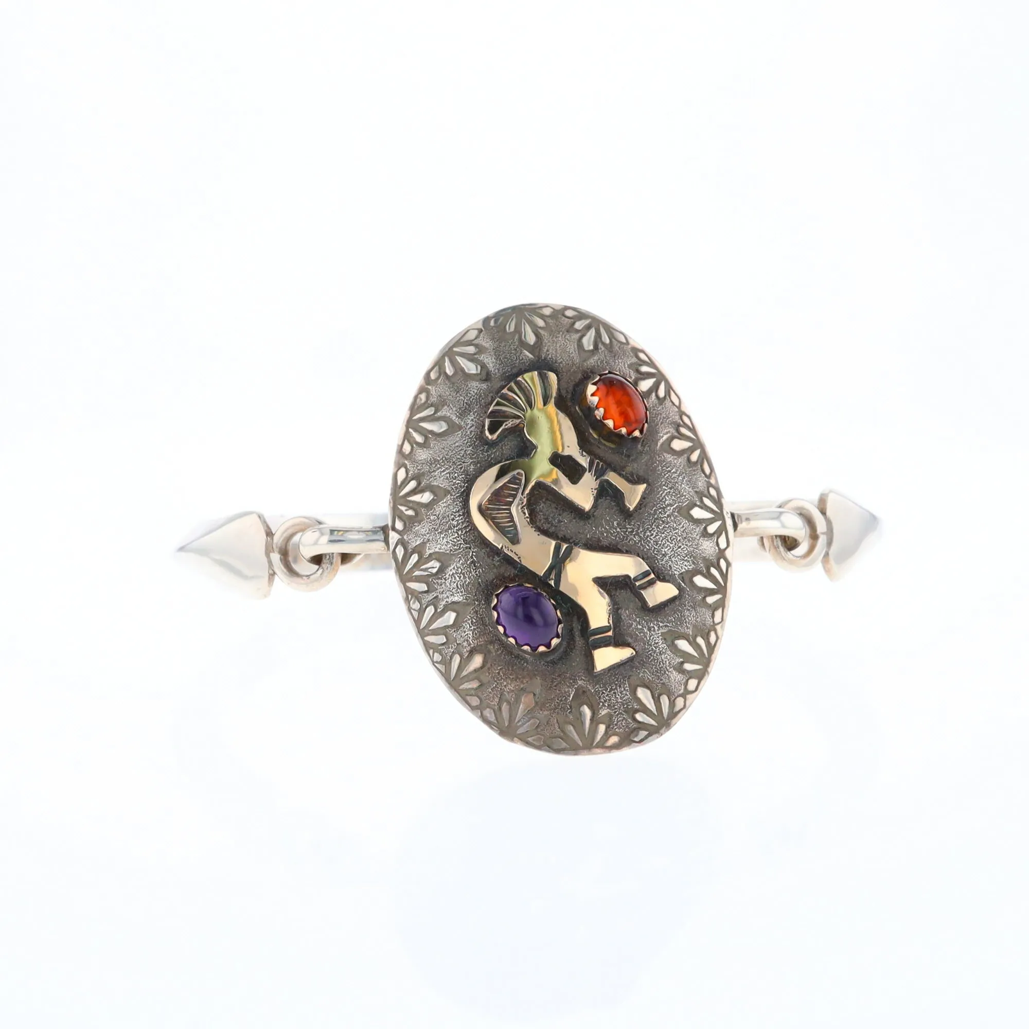 Kokopelli Amber and Amethyst Bracelet