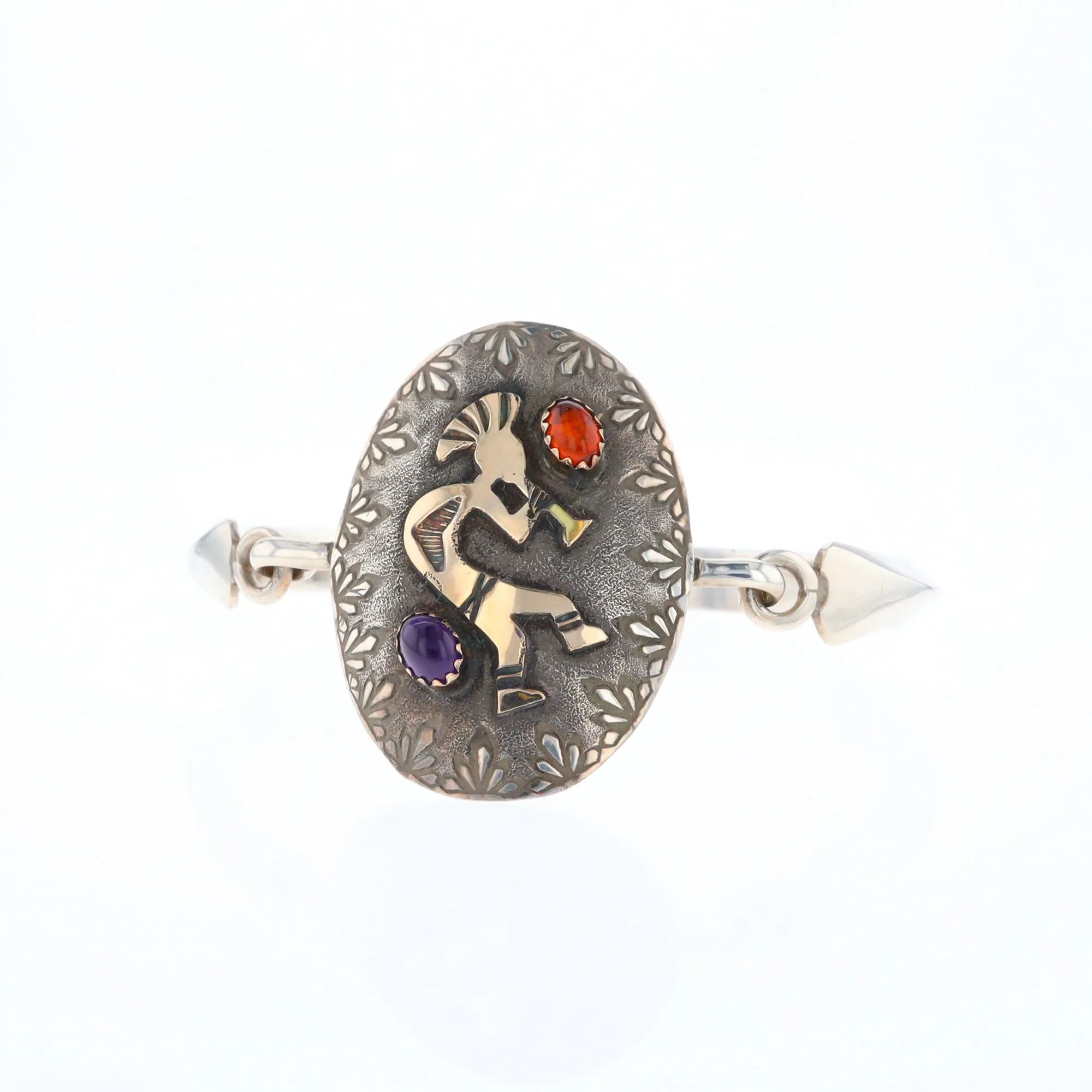 Kokopelli Amber and Amethyst Bracelet