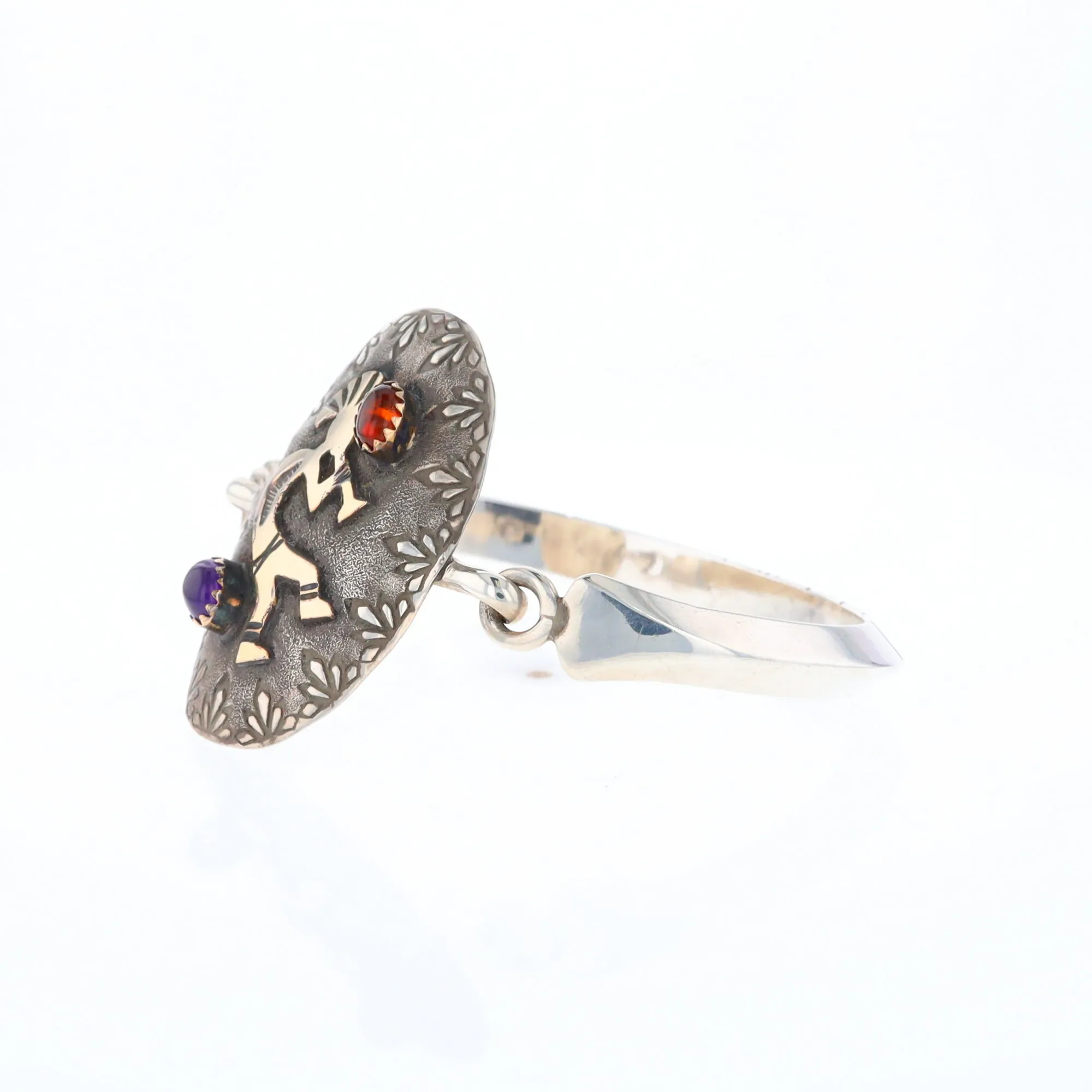 Kokopelli Amber and Amethyst Bracelet