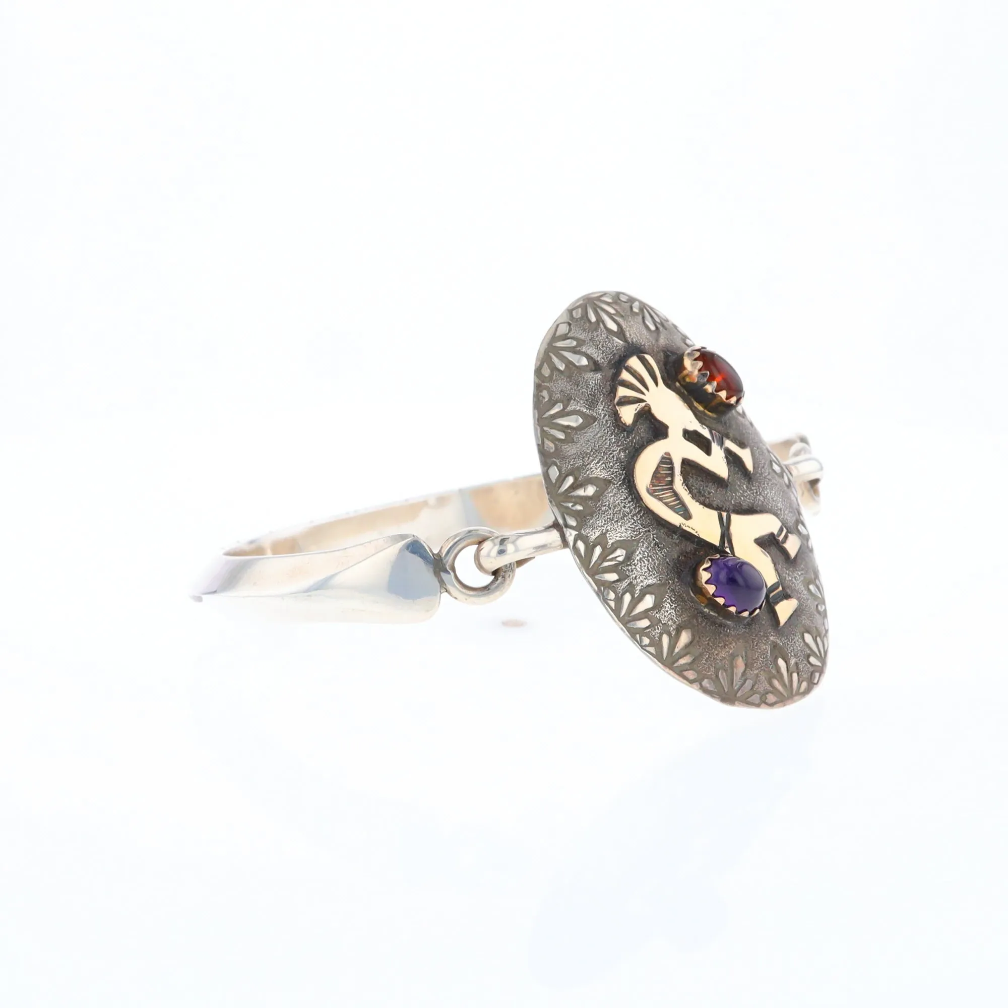 Kokopelli Amber and Amethyst Bracelet