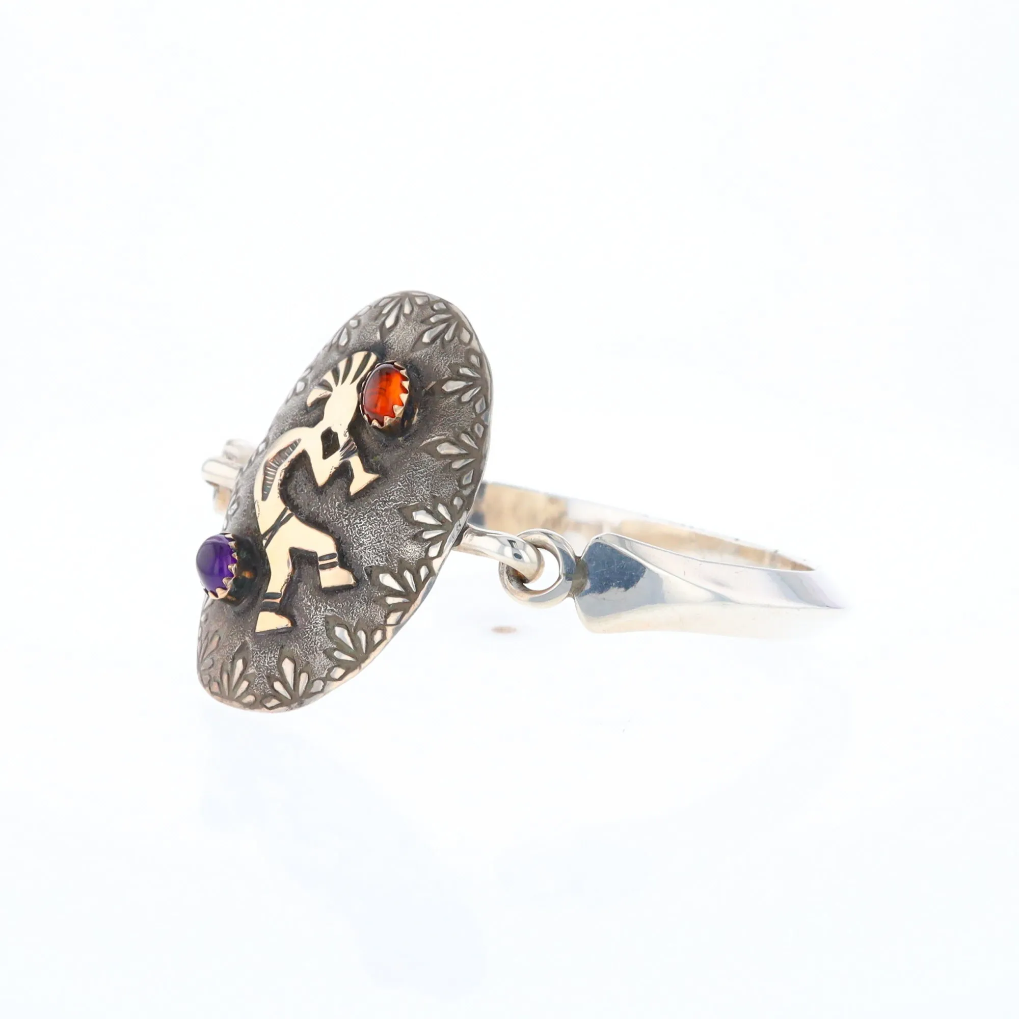 Kokopelli Amber and Amethyst Bracelet