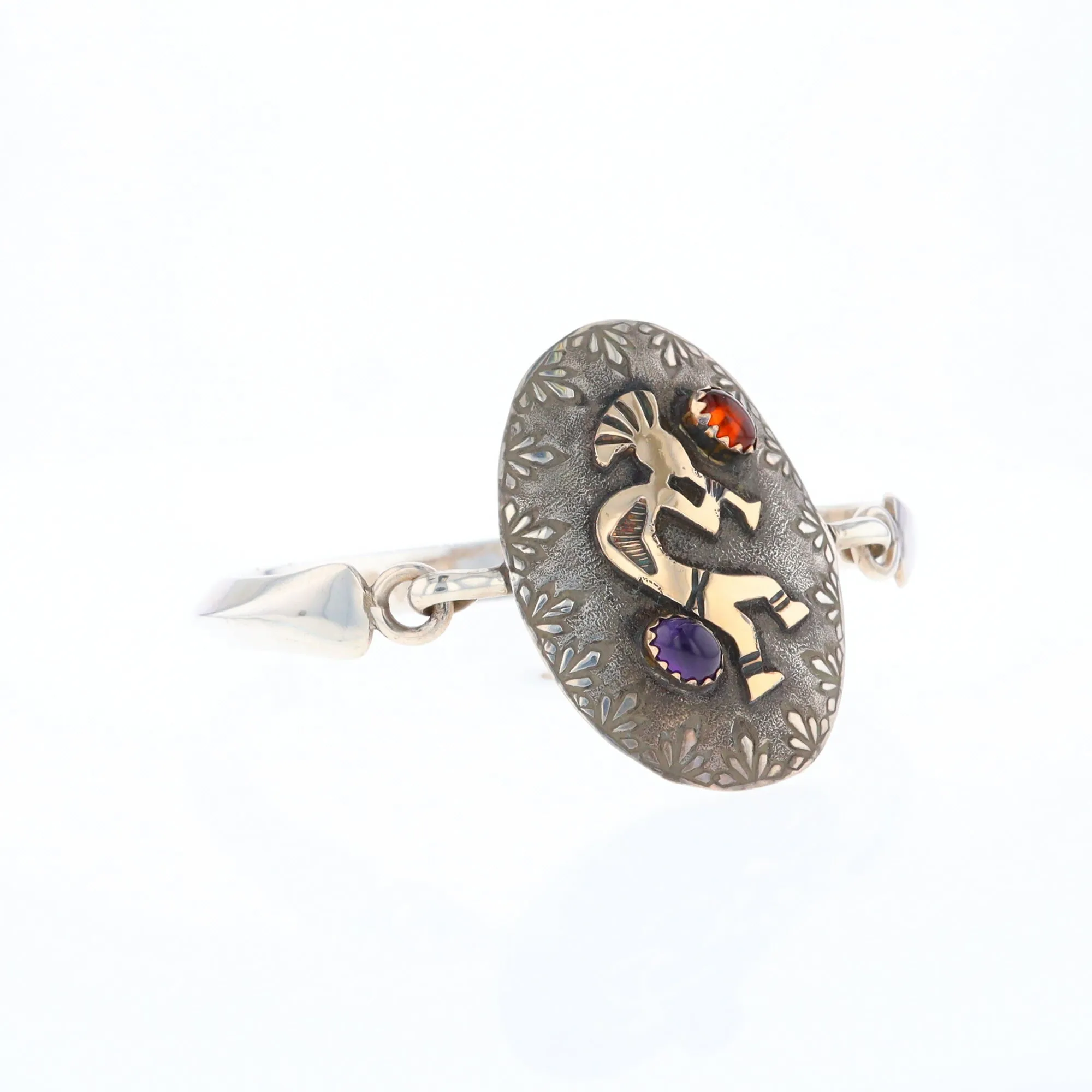 Kokopelli Amber and Amethyst Bracelet