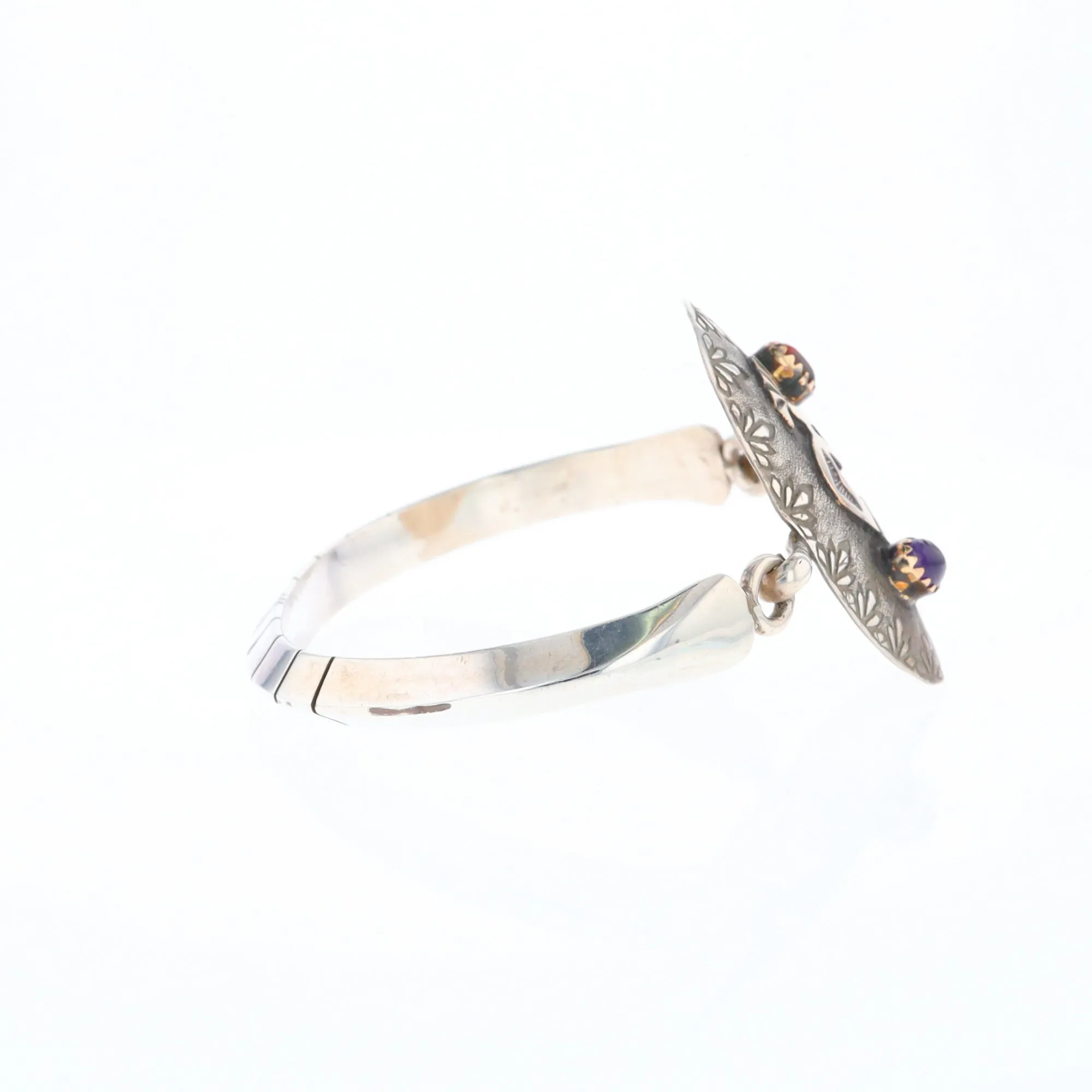Kokopelli Amber and Amethyst Bracelet