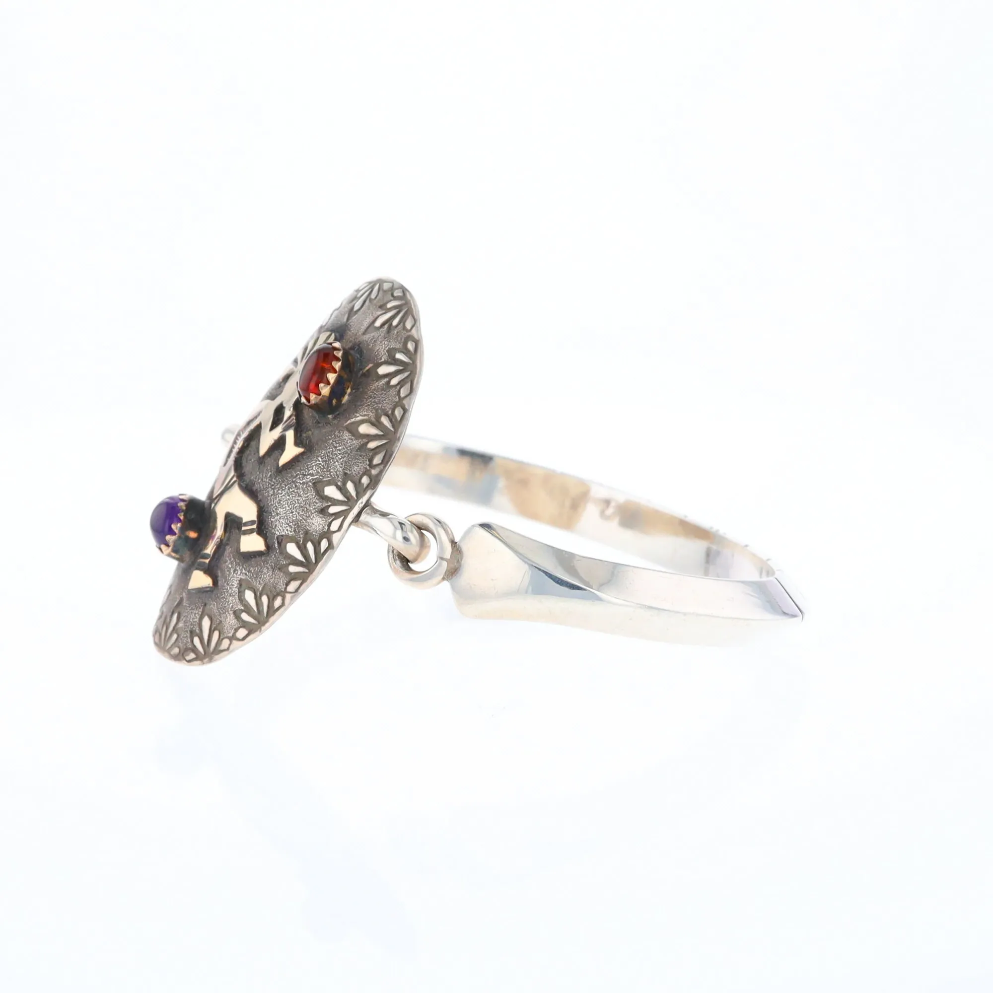 Kokopelli Amber and Amethyst Bracelet