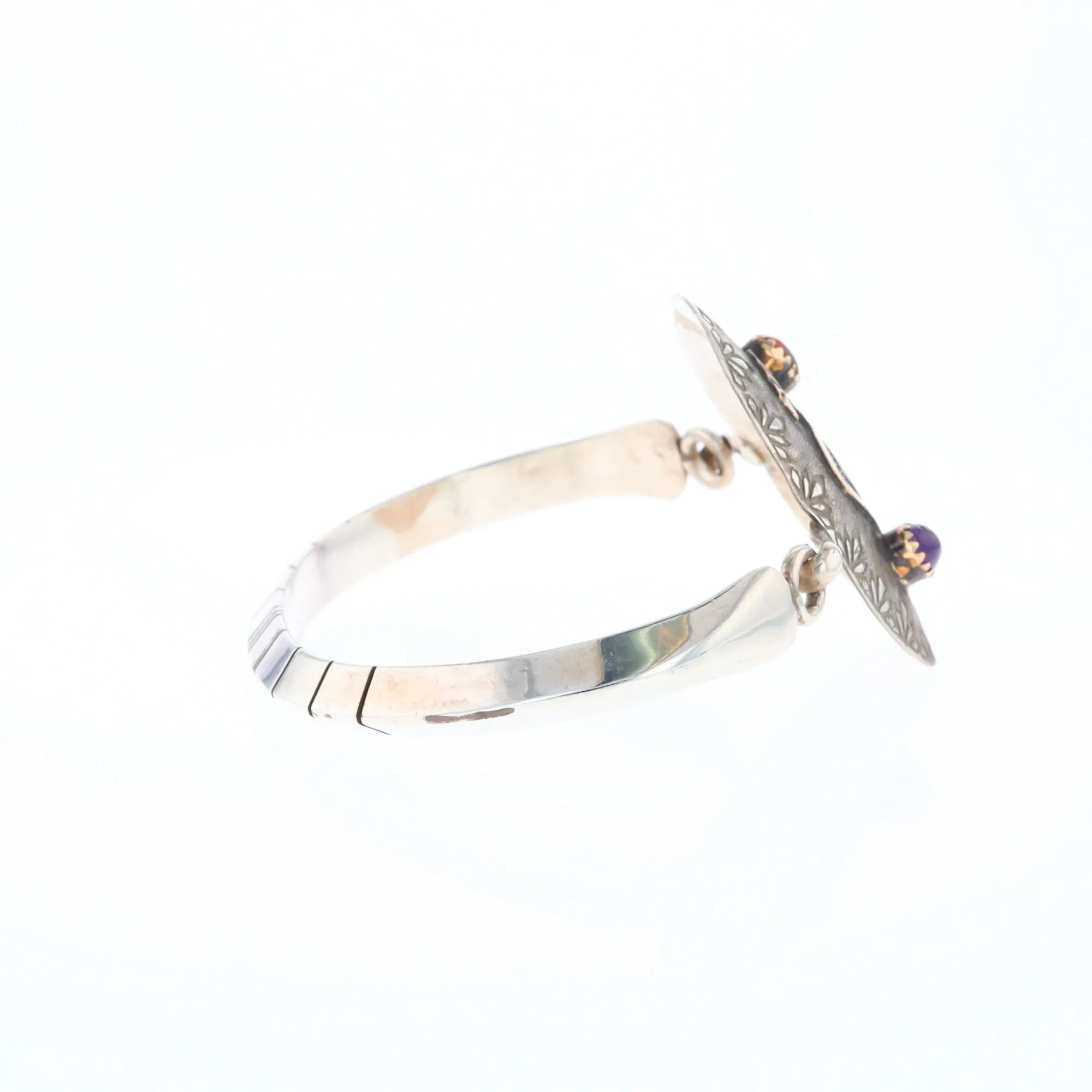 Kokopelli Amber and Amethyst Bracelet