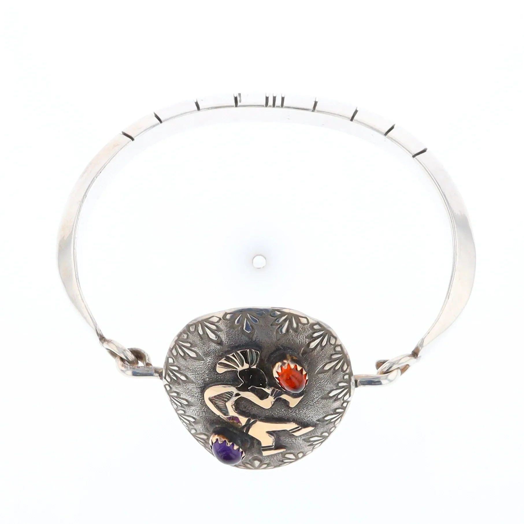 Kokopelli Amber and Amethyst Bracelet