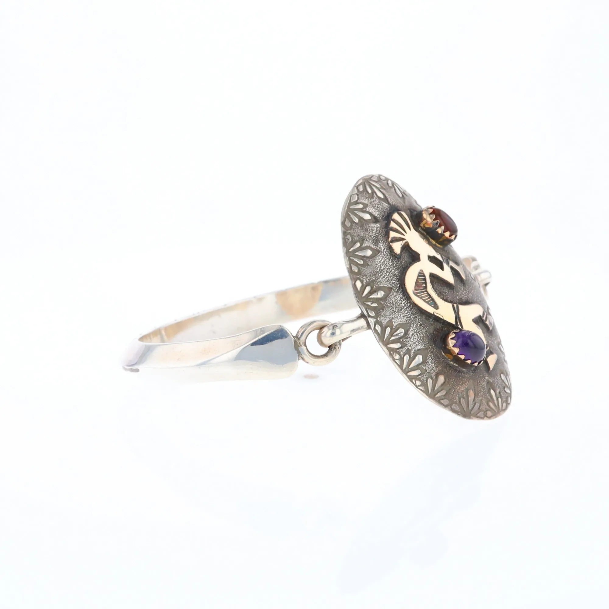 Kokopelli Amber and Amethyst Bracelet