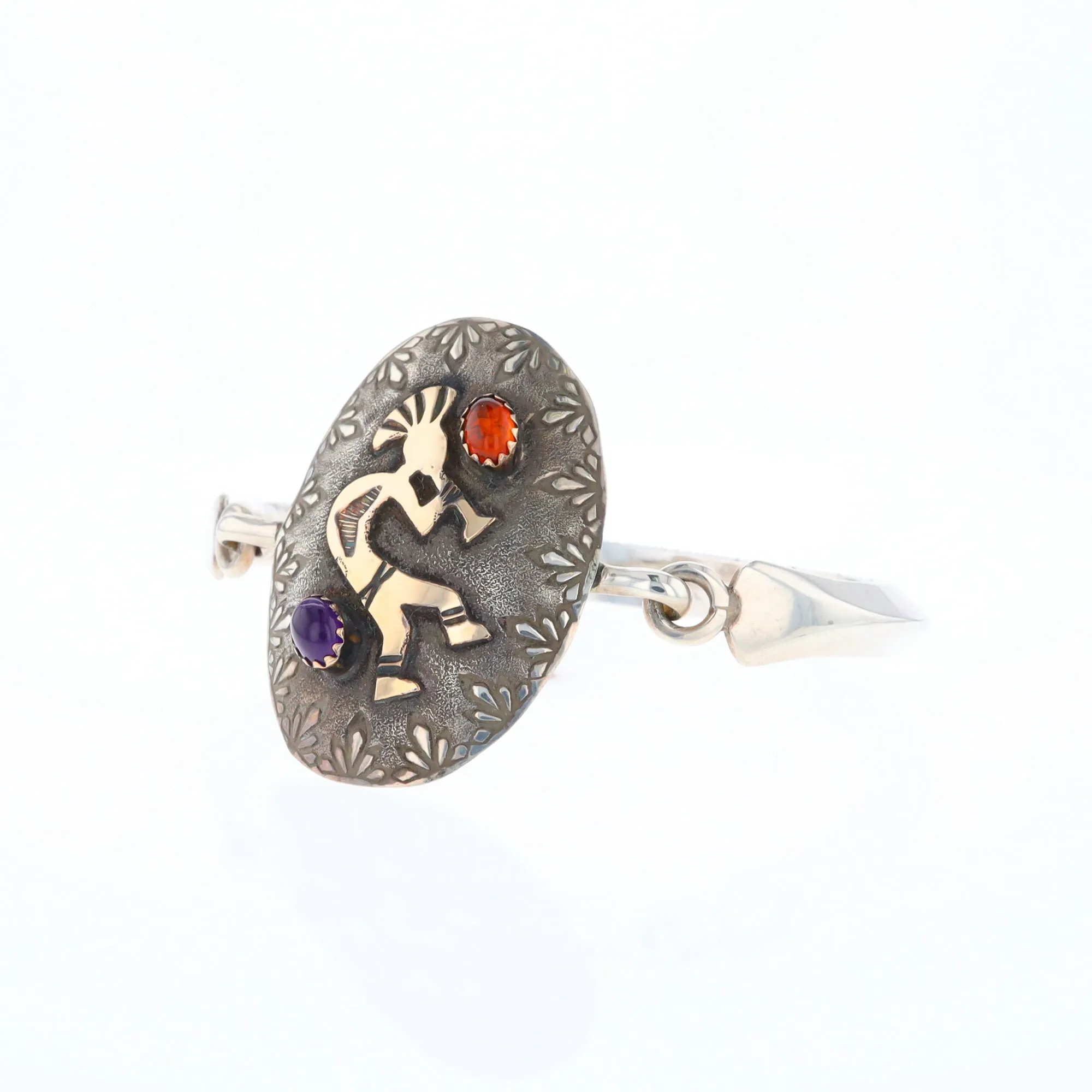 Kokopelli Amber and Amethyst Bracelet