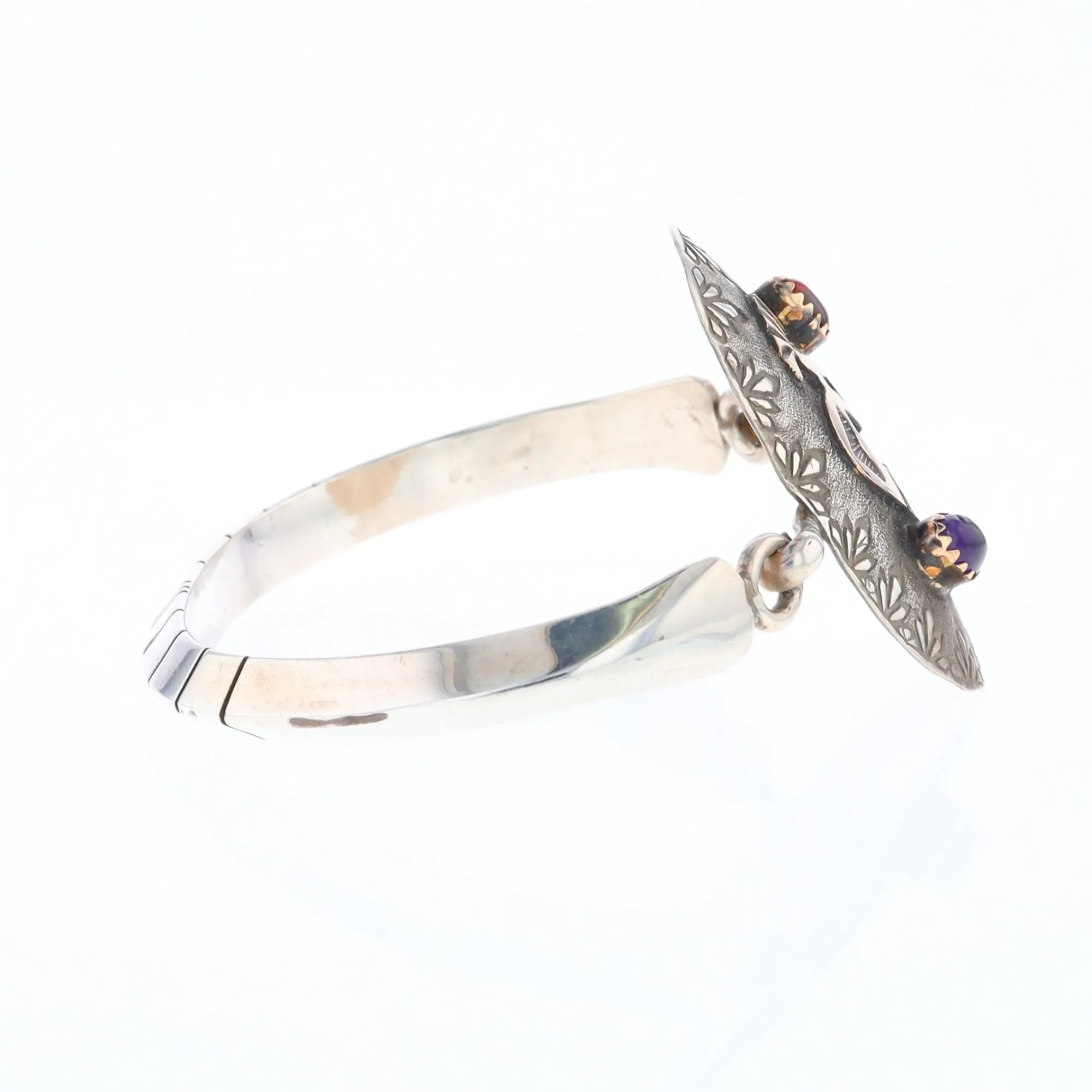 Kokopelli Amber and Amethyst Bracelet