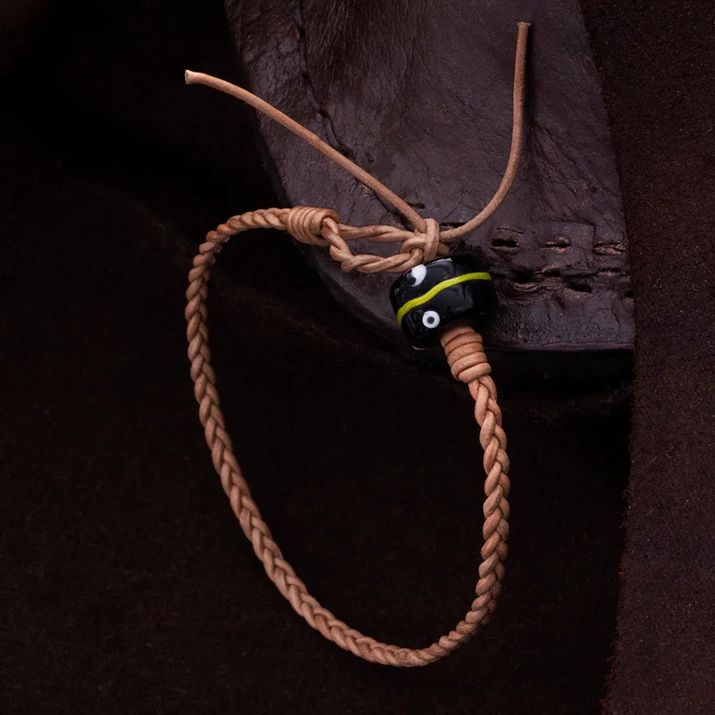 Leather Bracelet, Ribe Glass Bead