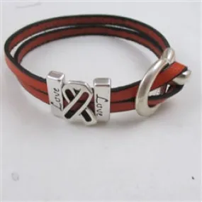 Love Orange Awareness Flat Leather Bracelet - Unisex