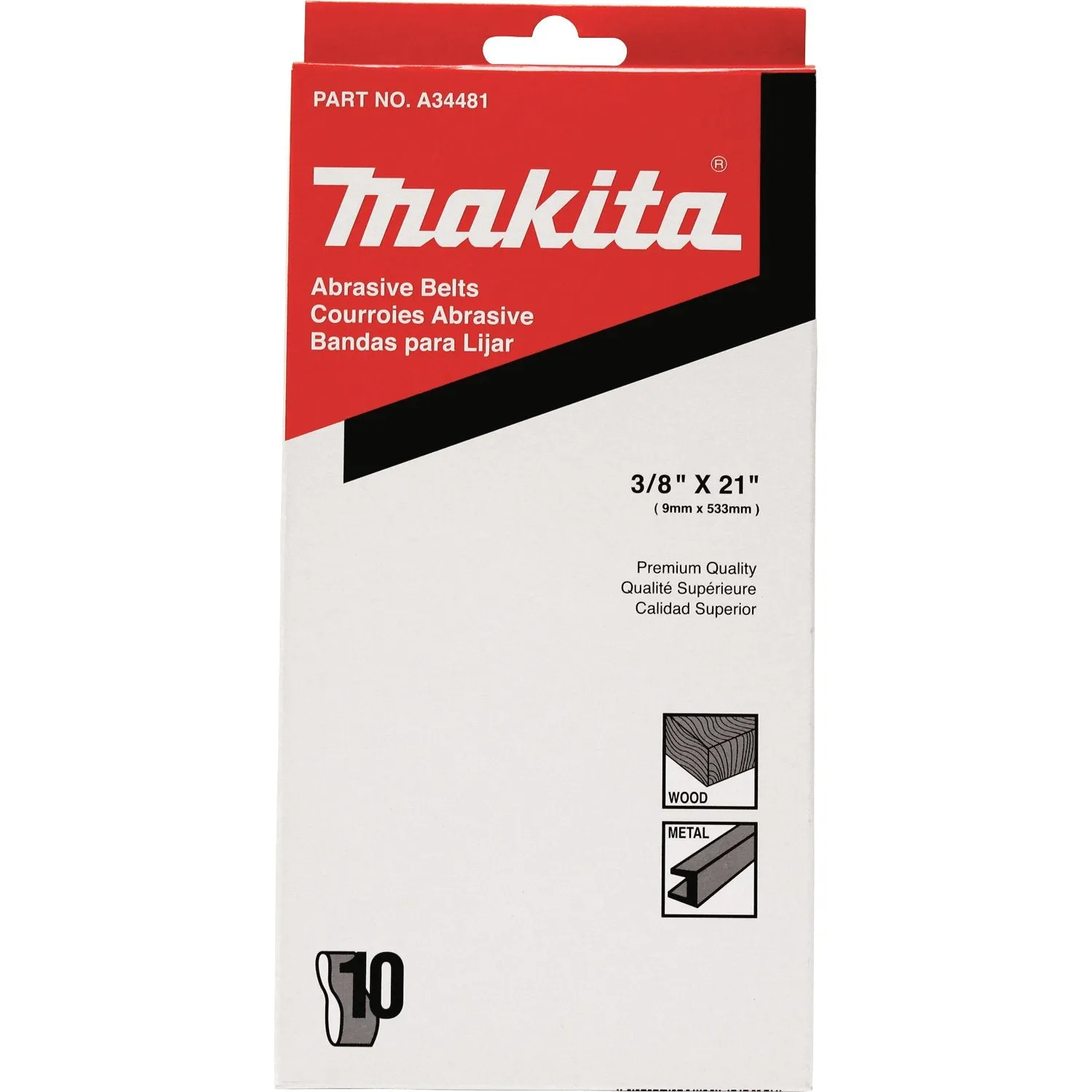Makita (A-34481) 3/8" x 21" Abrasive Belt, 120 Grit, 10/pk