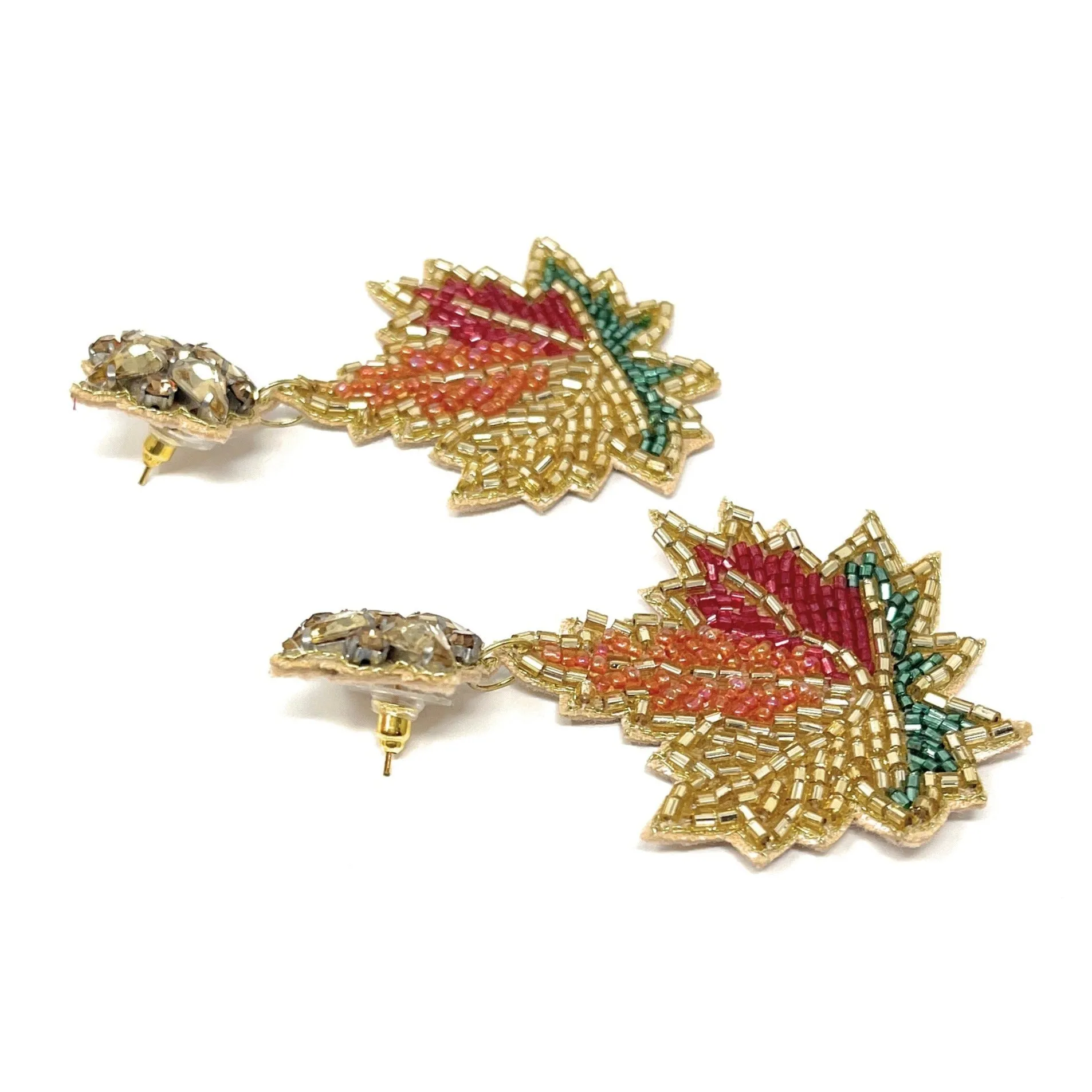 Maple Leaf Beaded Earrings