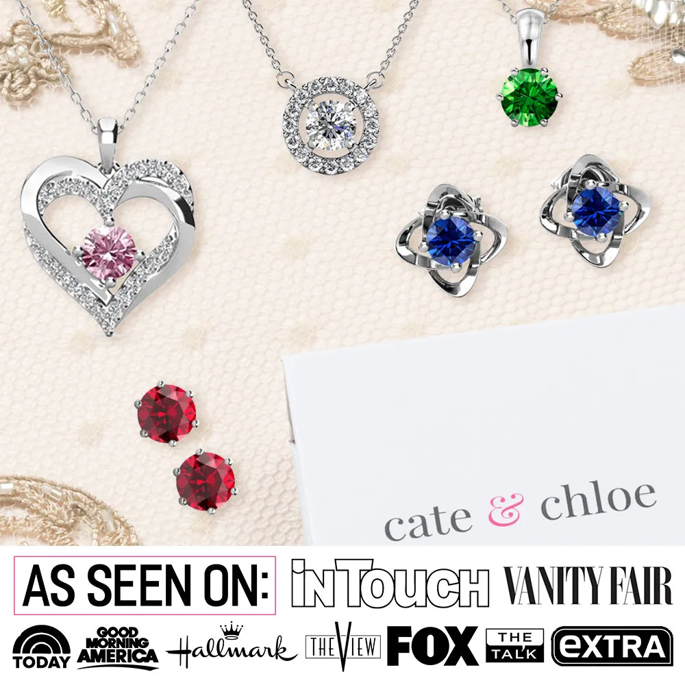 May Birthstone Emerald Necklace 18k White Gold Plated Solitaire Necklace with 1CT Swarovski Crystal