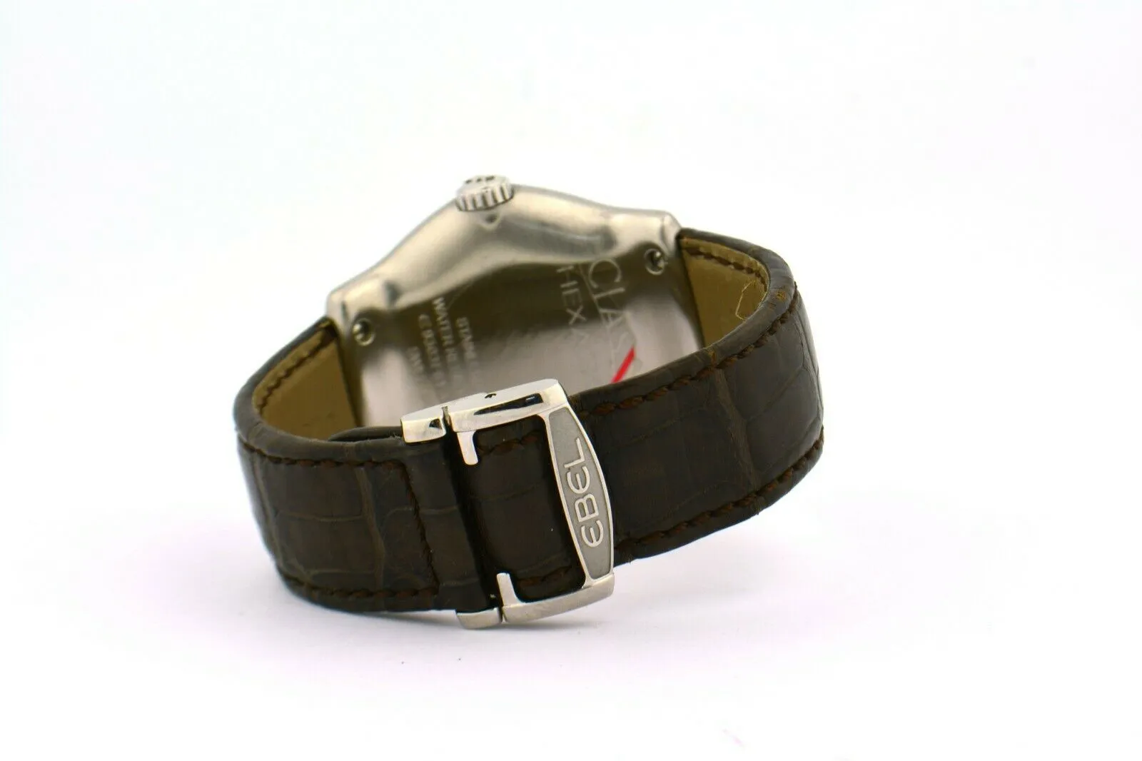 Men's Ebel Watch "Classic Hexagon" Automatic Stainless Steel Croc 47MM Cal 305