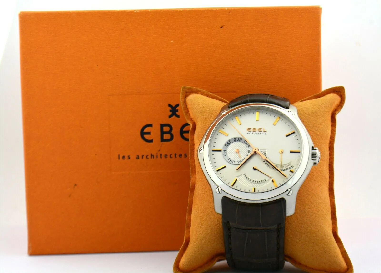 Men's Ebel Watch "Classic Hexagon" Automatic Stainless Steel Croc 47MM Cal 305