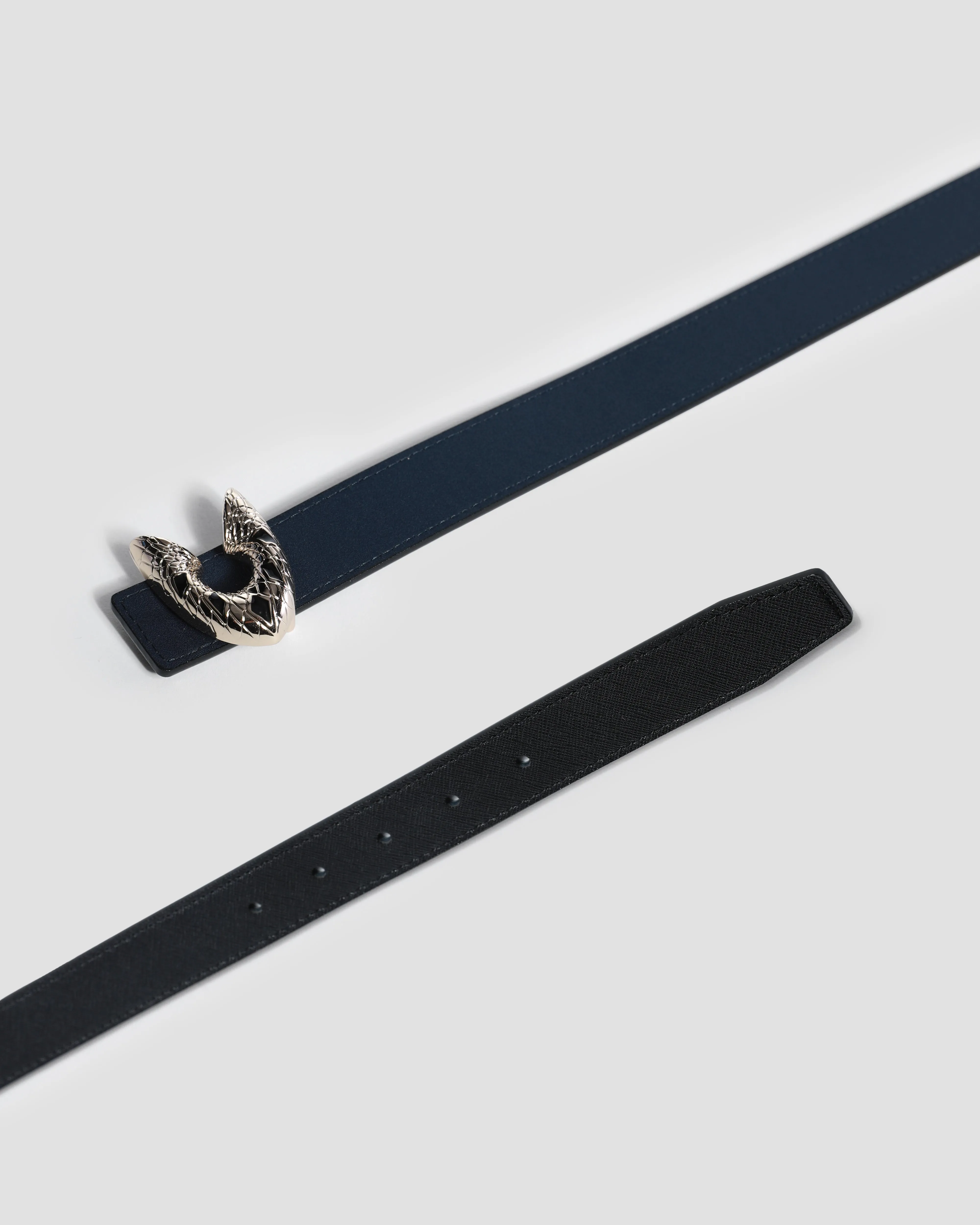 Metal Logo Buckle Reversible Belt