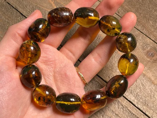 Mexican AMBER Crystal Bracelet - Beaded Bracelet, Handmade Jewelry, Healing Crystals and Stones, 48445