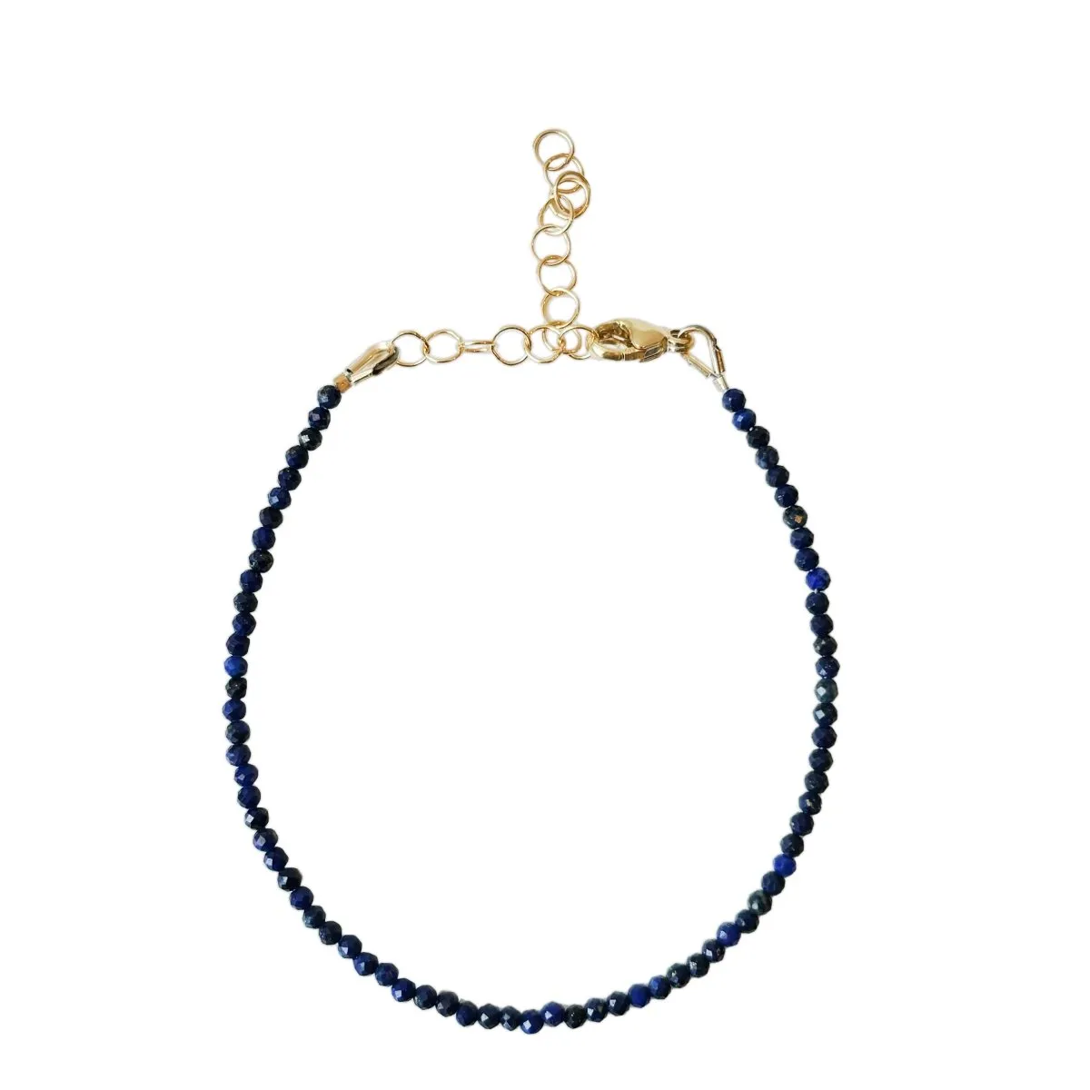 Mini Lapis Lazuli Gemstone Bracelet, Tiny Faceted Gemstone Bracelet
