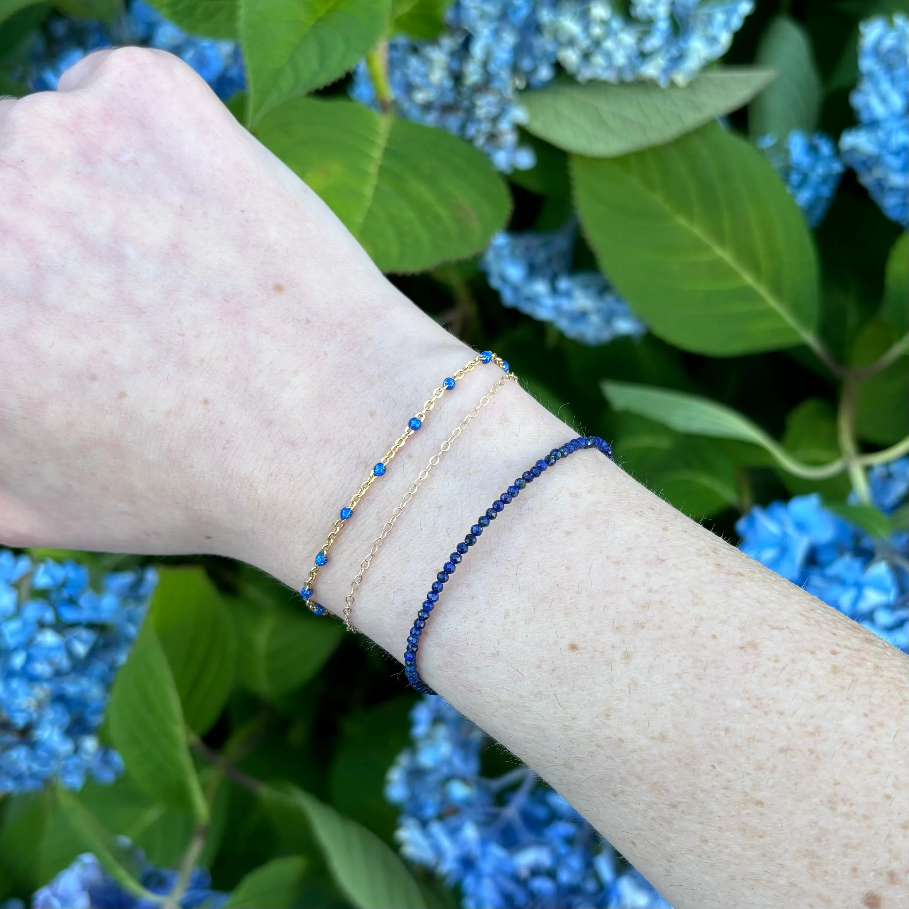 Mini Lapis Lazuli Gemstone Bracelet, Tiny Faceted Gemstone Bracelet