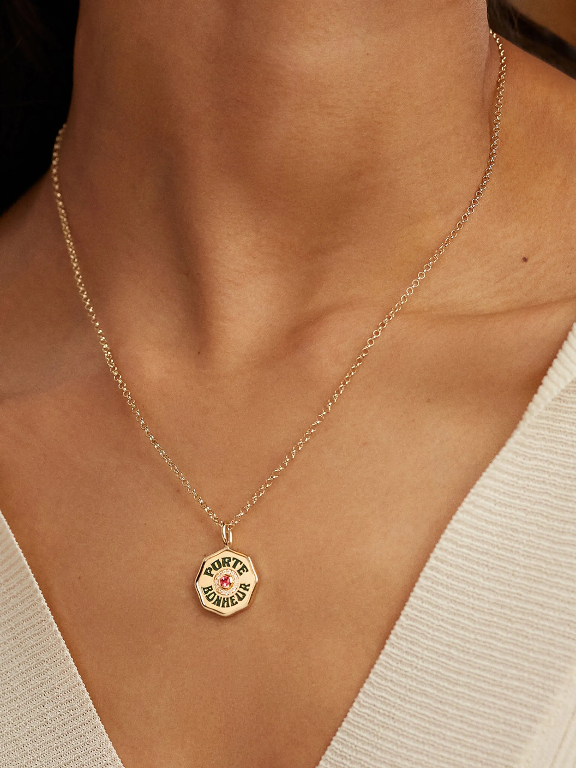 Mini Porte Bonheur necklace in ruby
