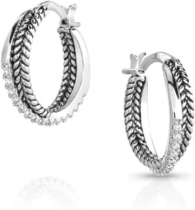 Montana Silversmiths Latch/Lever Back Hoop Earrings (Crystal Crossover)