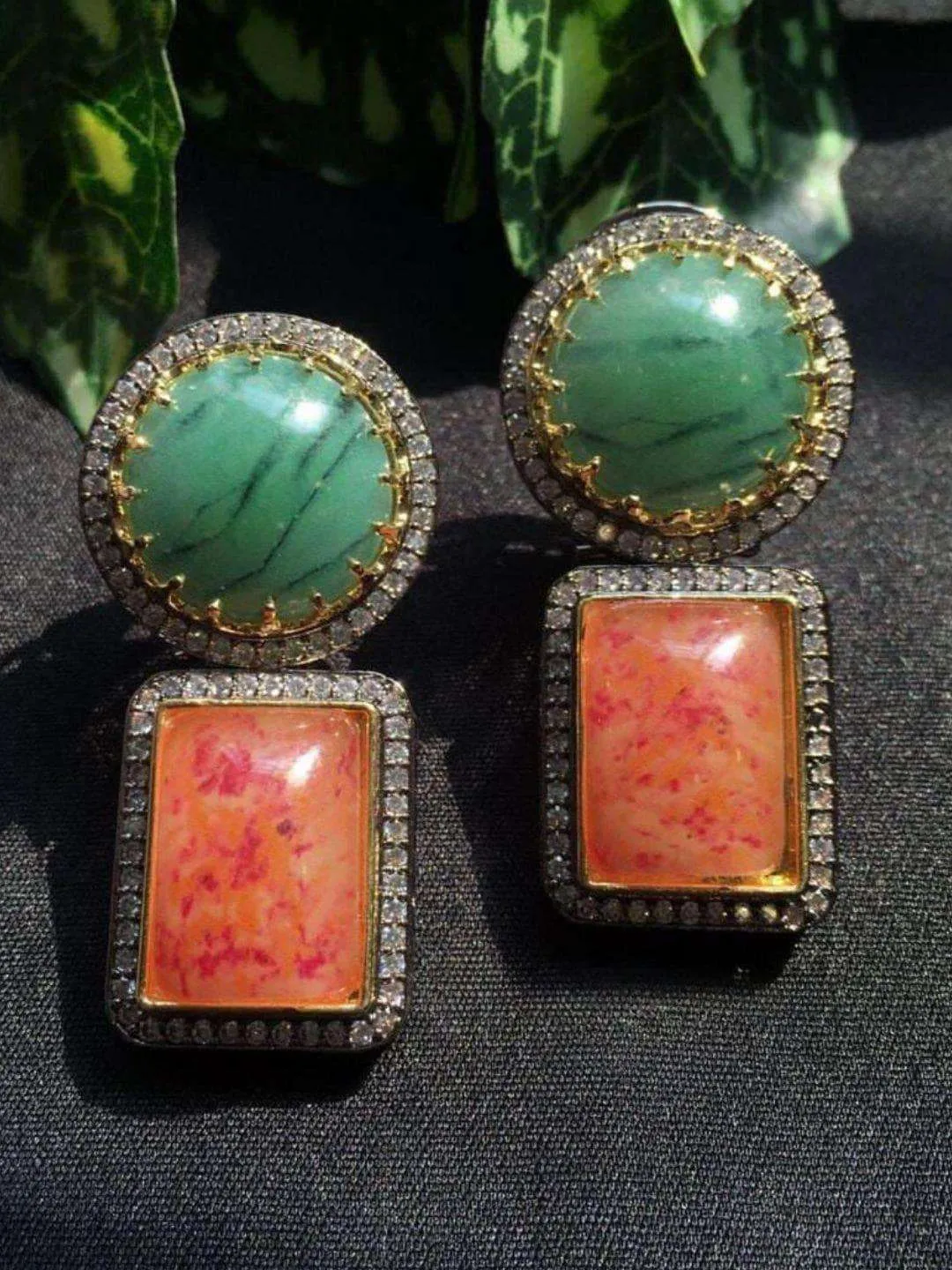 Multicolor Doublette Stone Earrings
