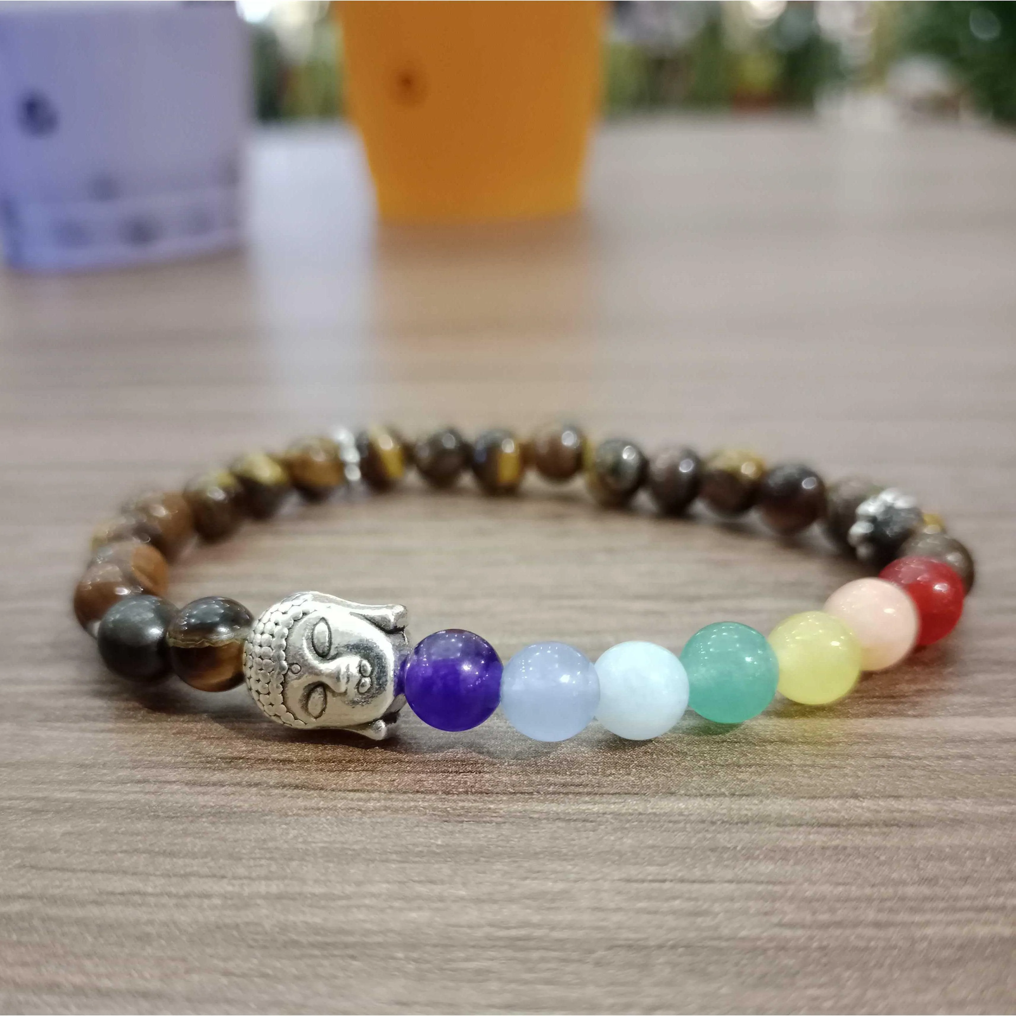Namaste Chakra Elastic Tiger Eye Bracelet - Thailand