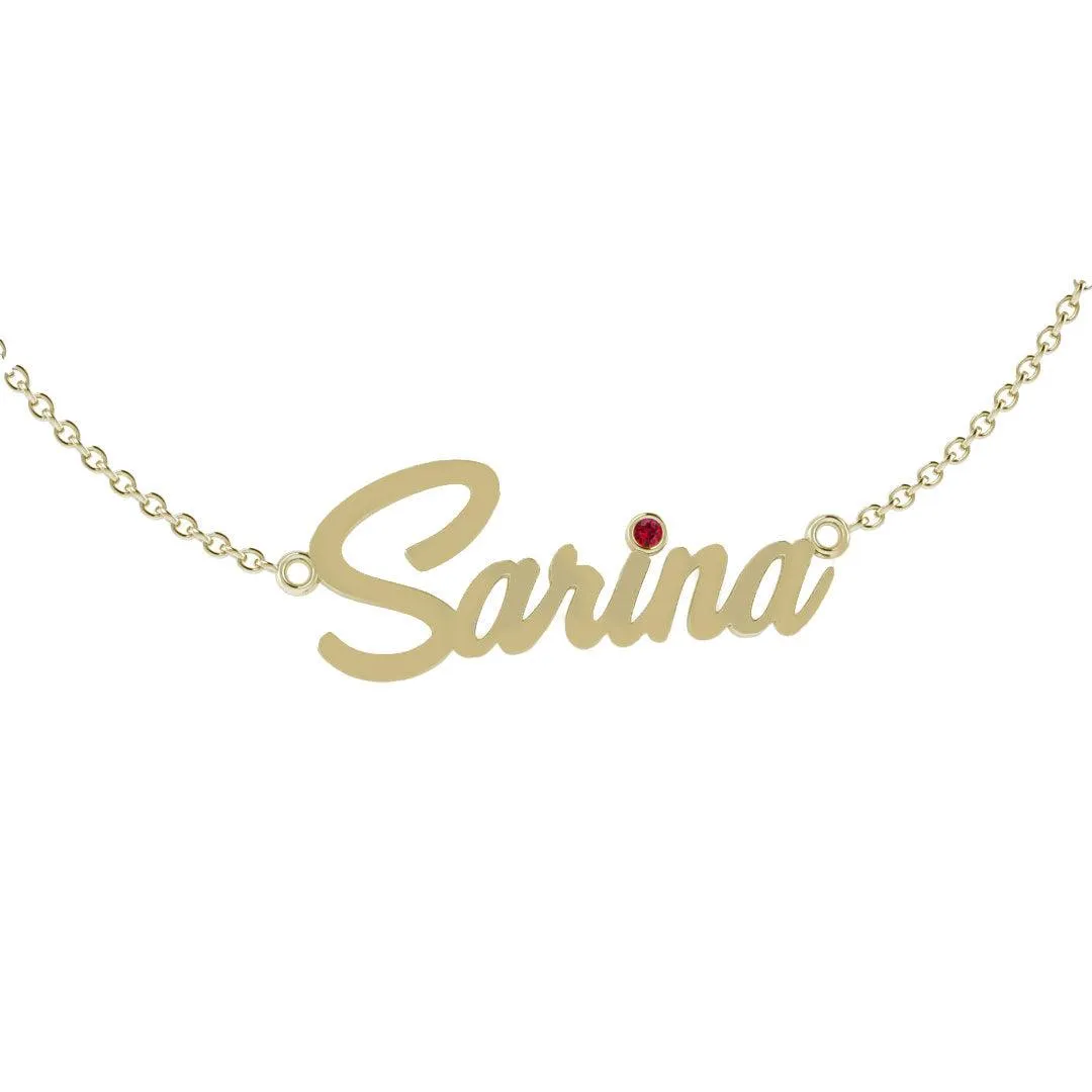 Name Necklace with Gemstone