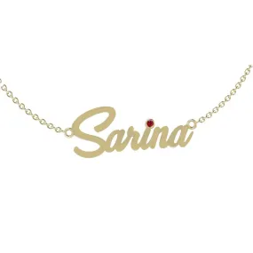 Name Necklace with Gemstone