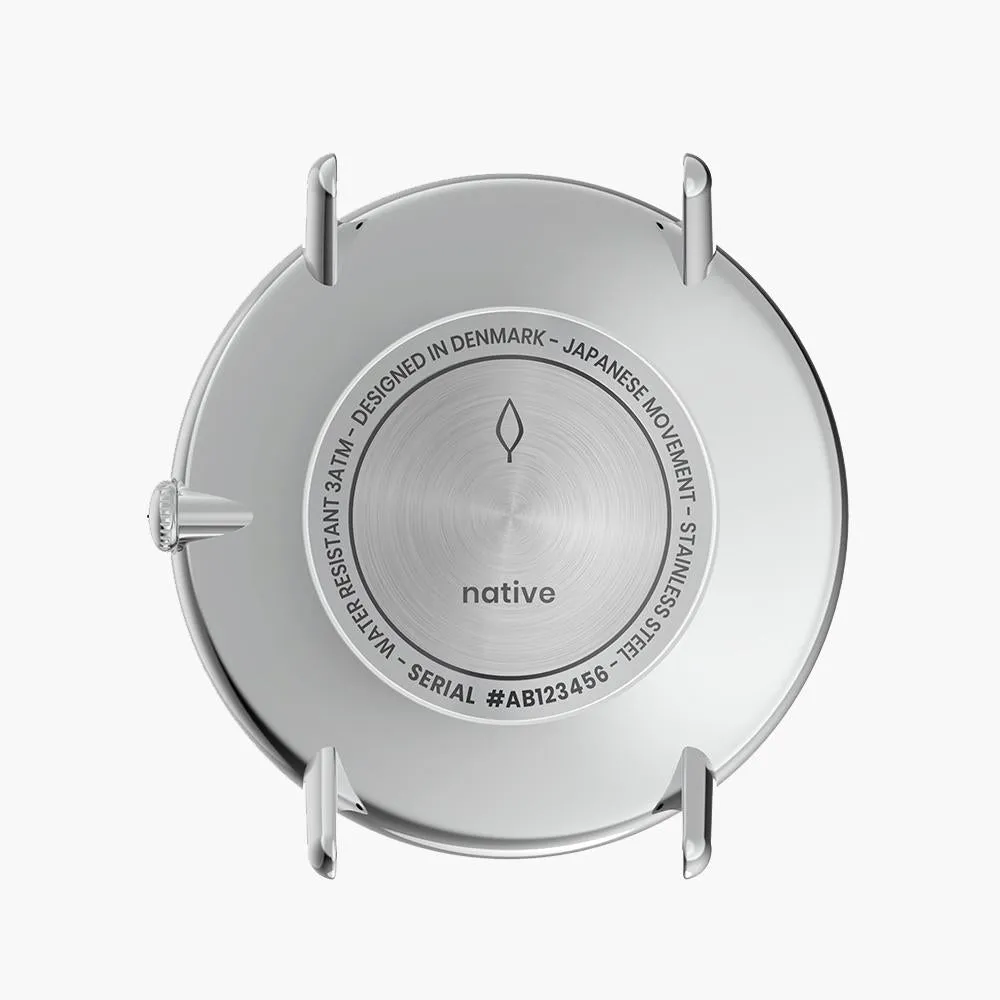 Native - BUNDLE White Dial Silver | Brown Leather / Black Leather / Silver Mesh Strap