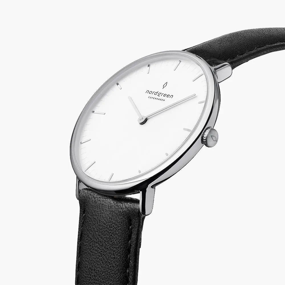 Native - BUNDLE White Dial Silver | Brown Leather / Black Leather / Silver Mesh Strap