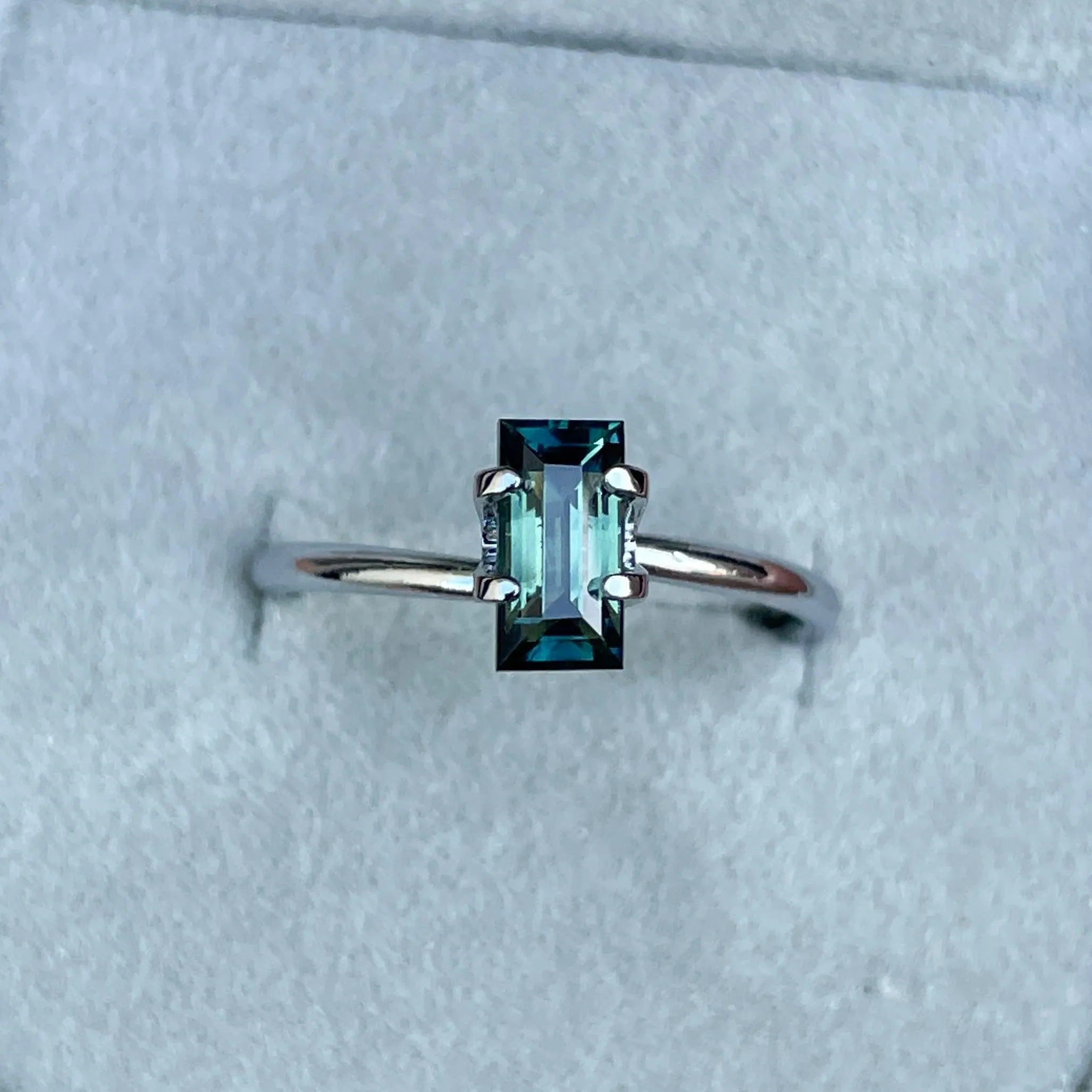 Natural Unheated Princess Teal Bluish Green Sapphire 1.30 carats.