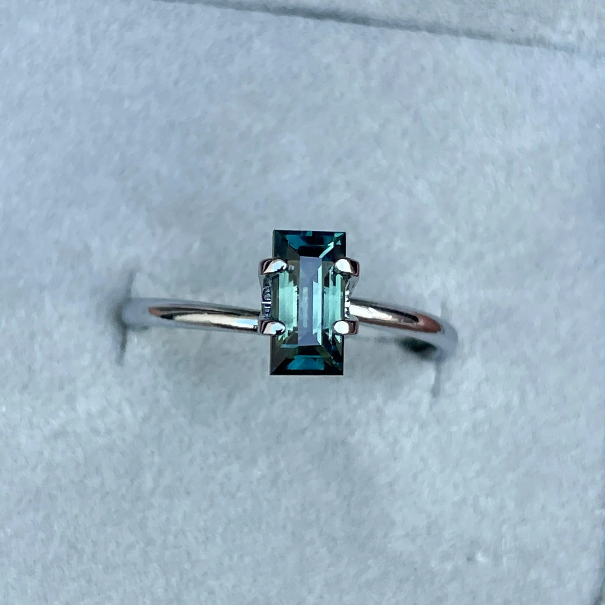 Natural Unheated Princess Teal Bluish Green Sapphire 1.30 carats.