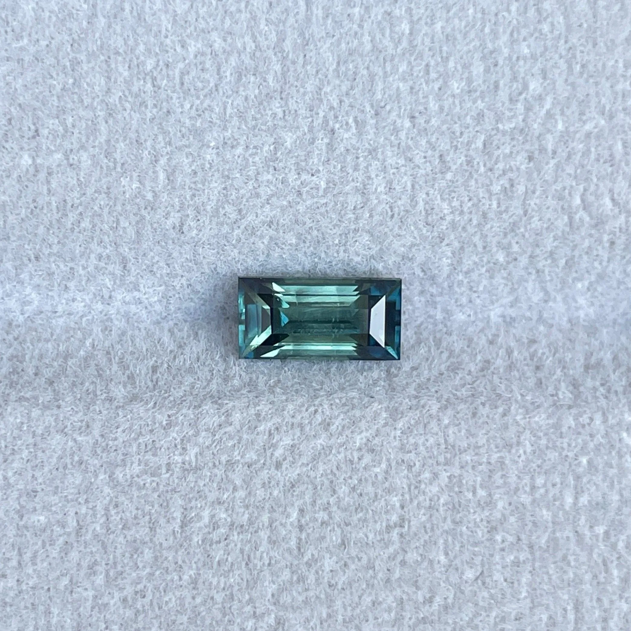 Natural Unheated Princess Teal Bluish Green Sapphire 1.30 carats.