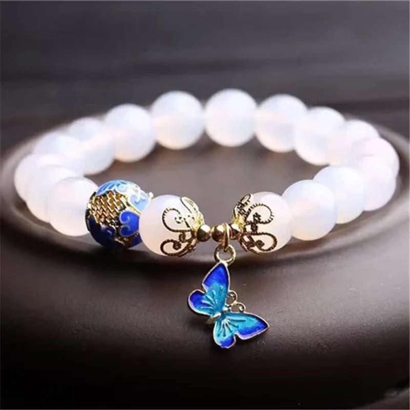 Natural white agate bracelet