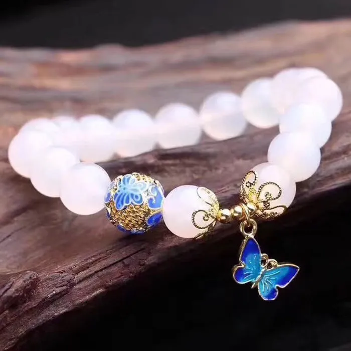 Natural white agate bracelet