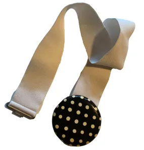 New Wave White Elastic Belt with Polka Dot Clasp circa 1980s