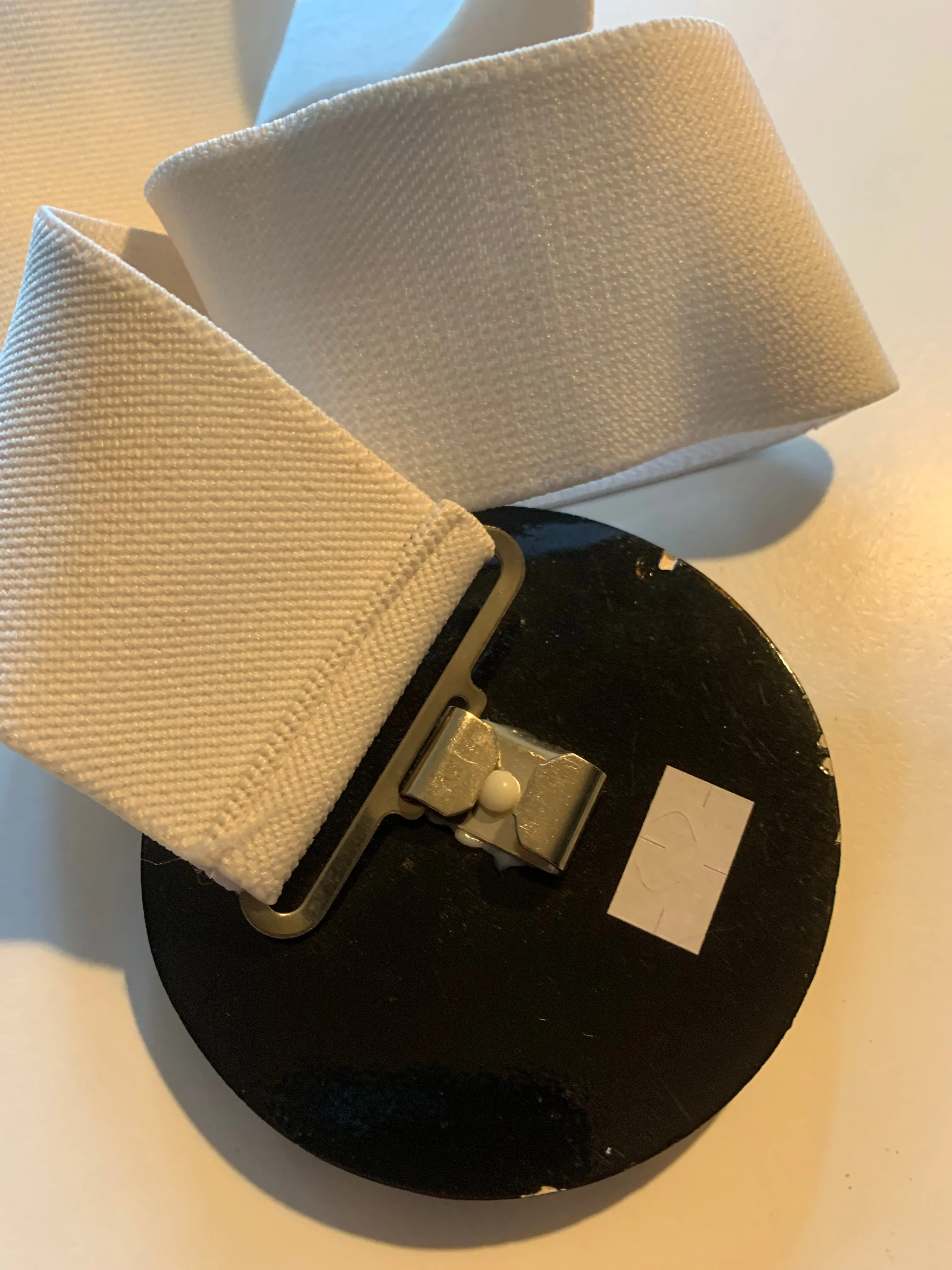New Wave White Elastic Belt with Polka Dot Clasp circa 1980s