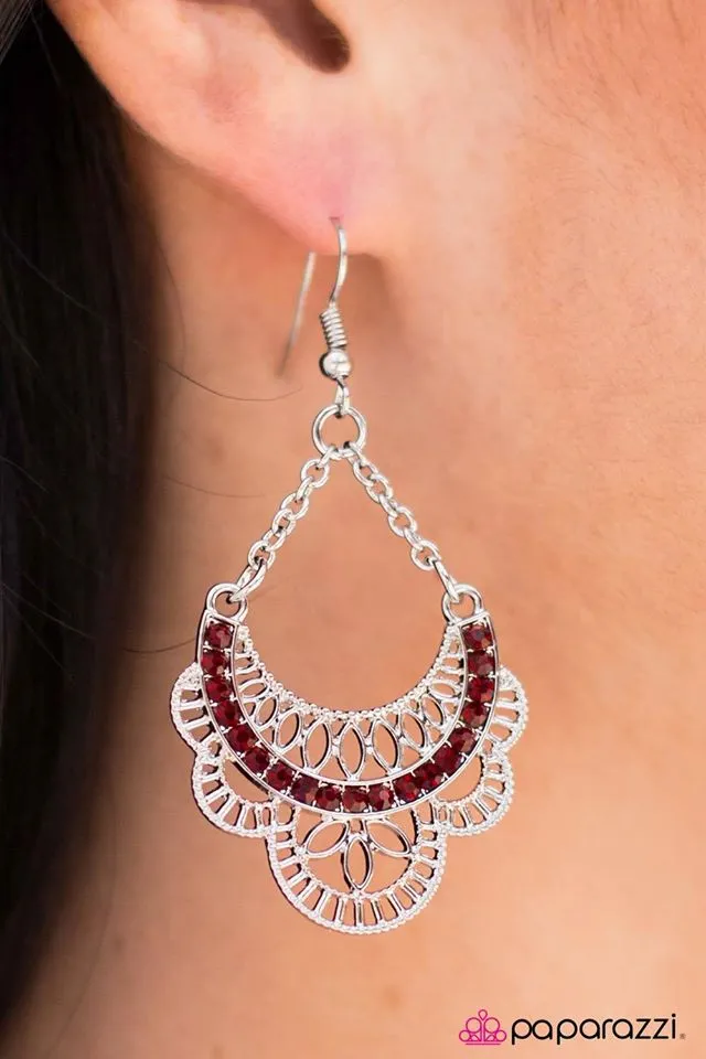 Open Door Jewelry - Dream Act - Red Earring - Paparazzi Accessories
