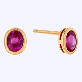 Oval Shape Ruby Studs