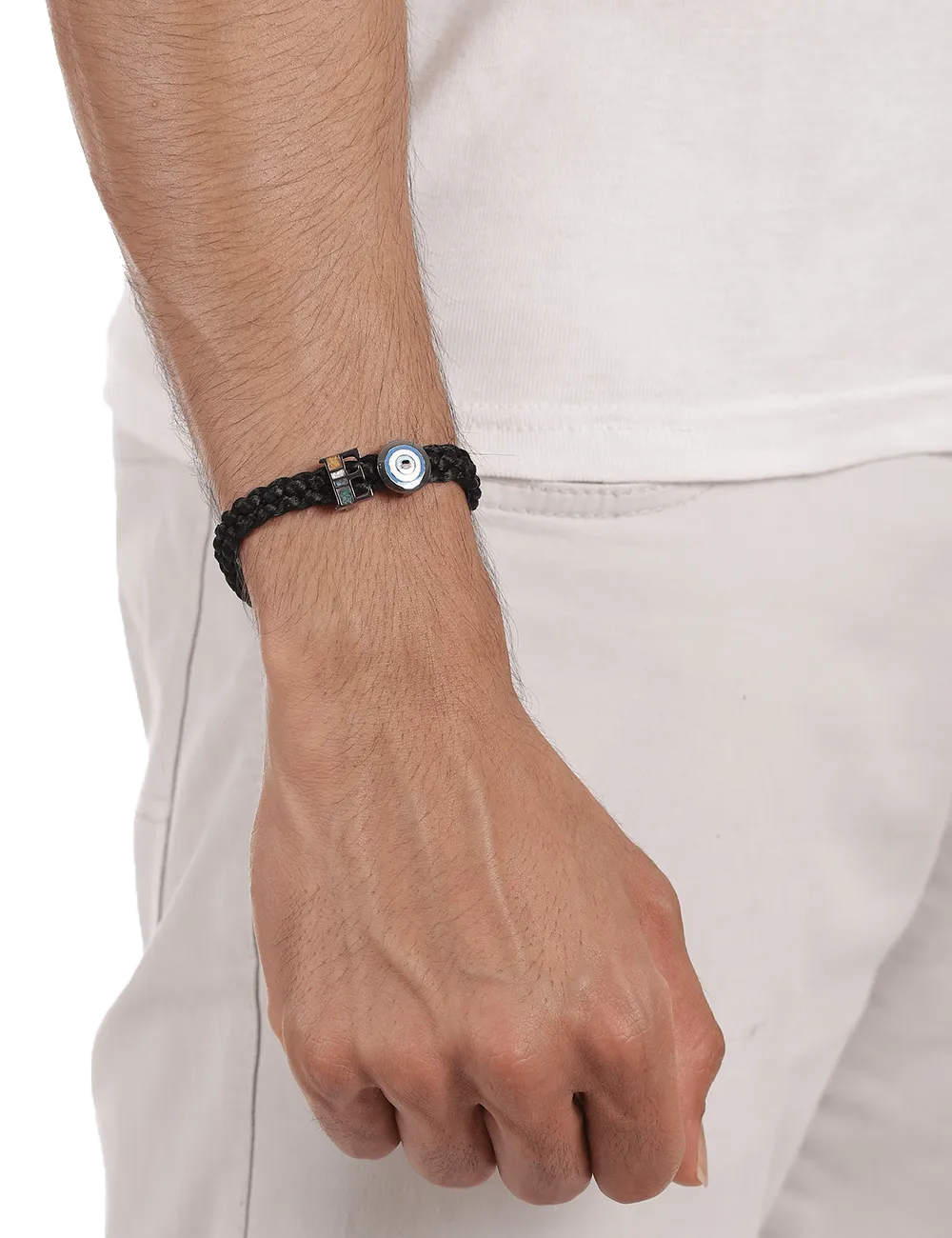 Personalised Unisex Infini Thread of Protego Bracelet, Noir and Gunmetal