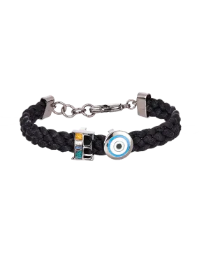 Personalised Unisex Infini Thread of Protego Bracelet, Noir and Gunmetal