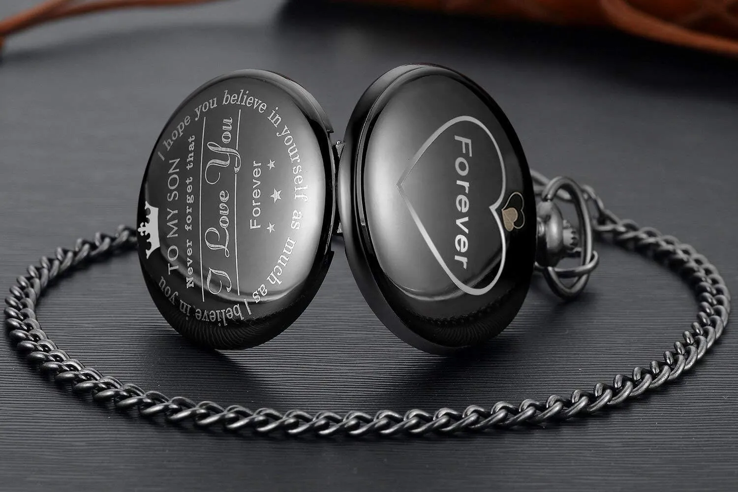 Pocket Watch with Chain, Engraved to My Son, I Love You Pocket Watches