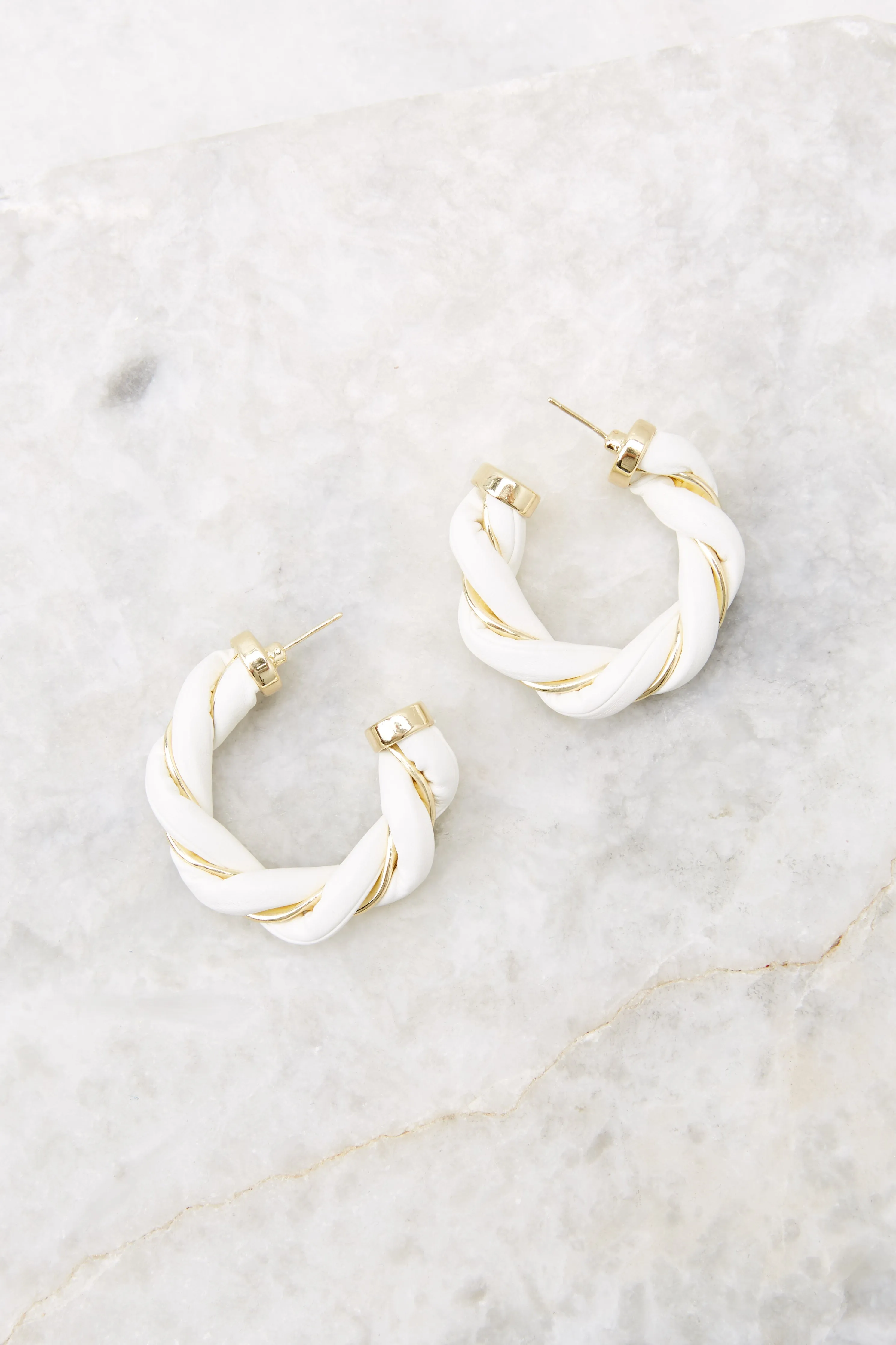 Positive Response White Hoop Earrings