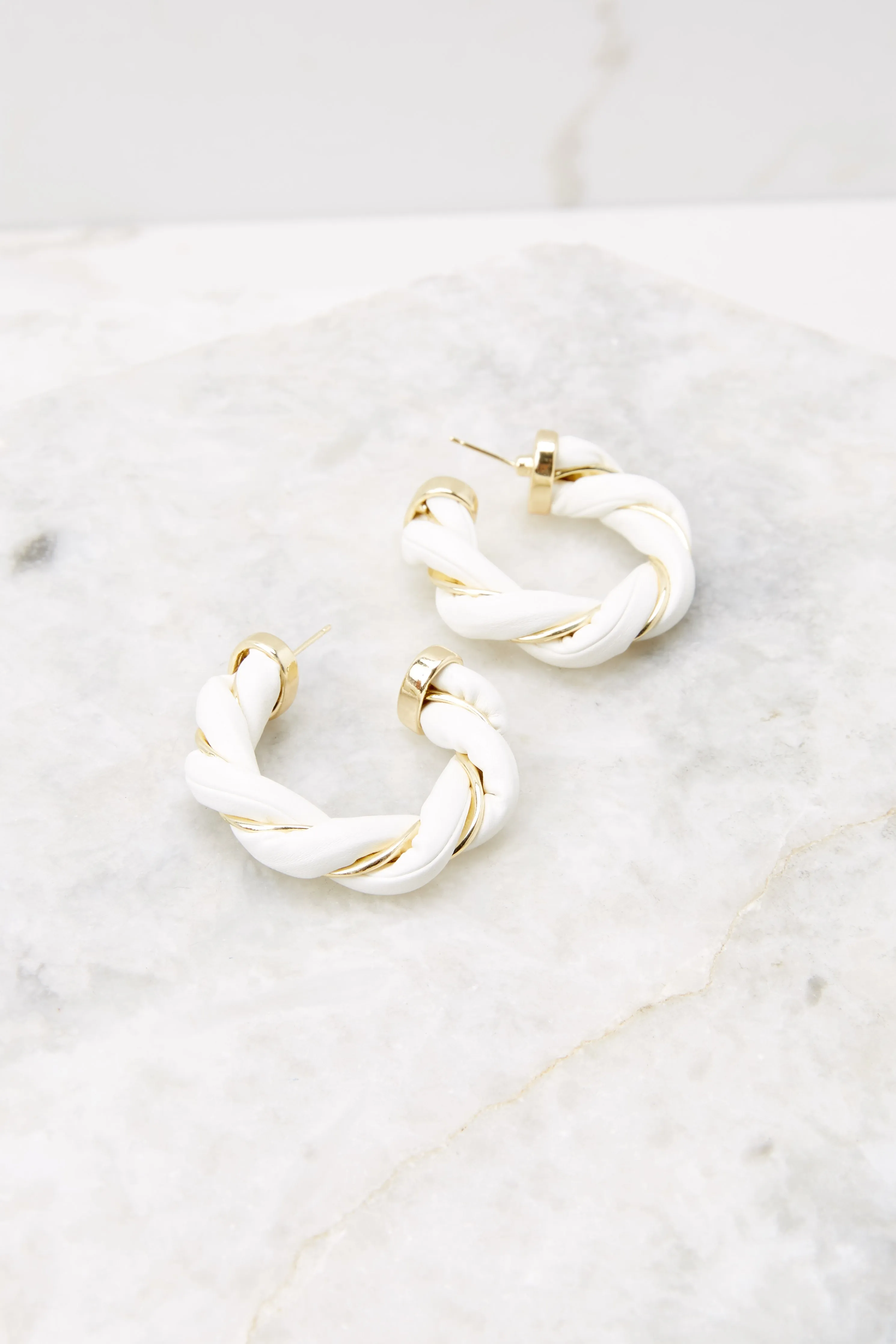 Positive Response White Hoop Earrings