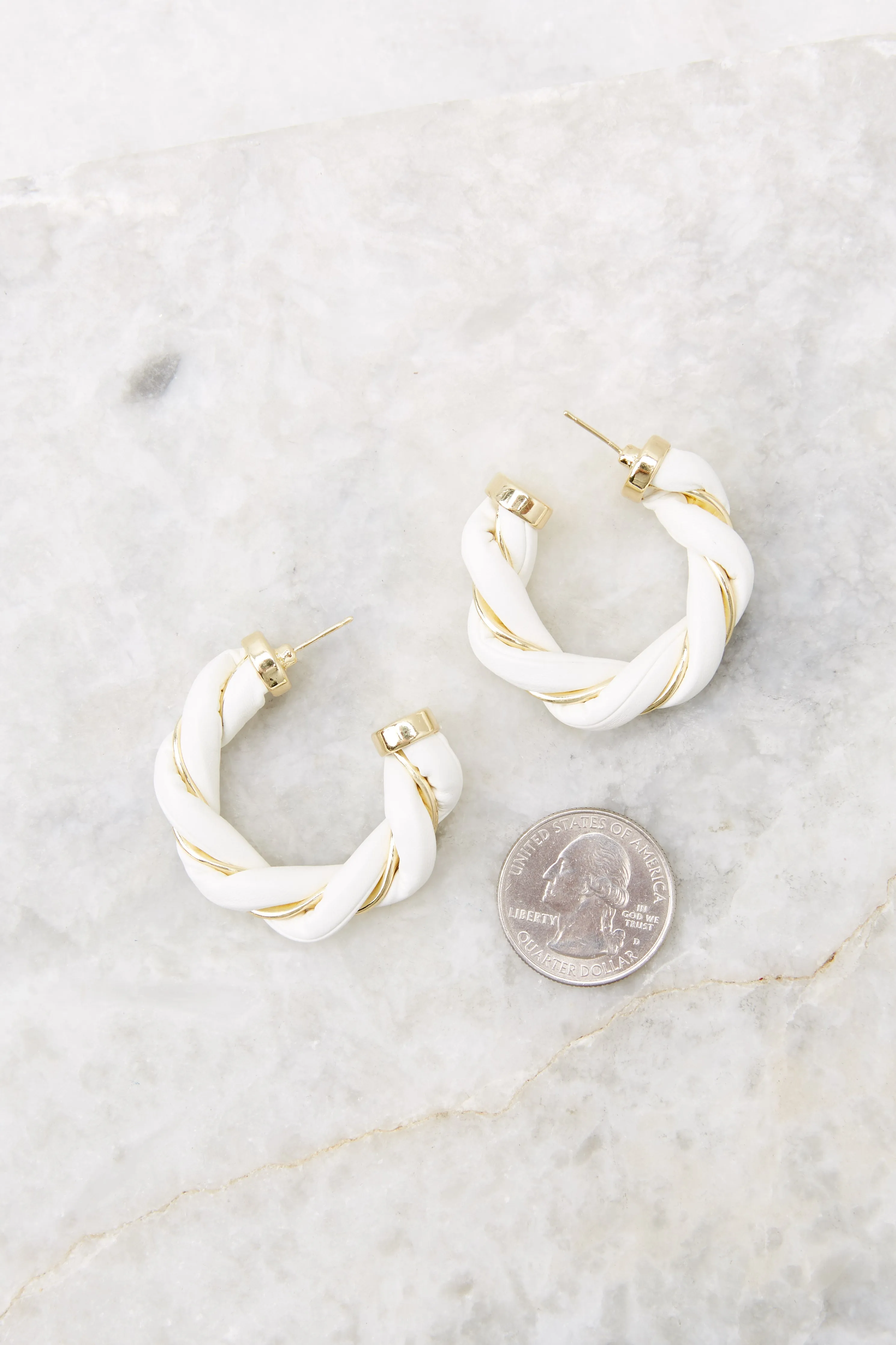 Positive Response White Hoop Earrings