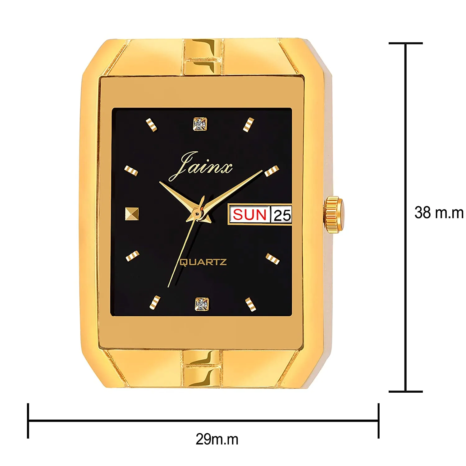 Premium Black Day & Date Feature Dial Golden Chain Analog Watch - For Men JM1128