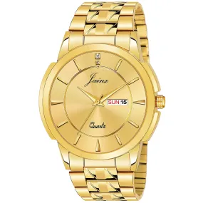 Premium Day and Date Function Golden Chain Analog Watch For Men - JM1166